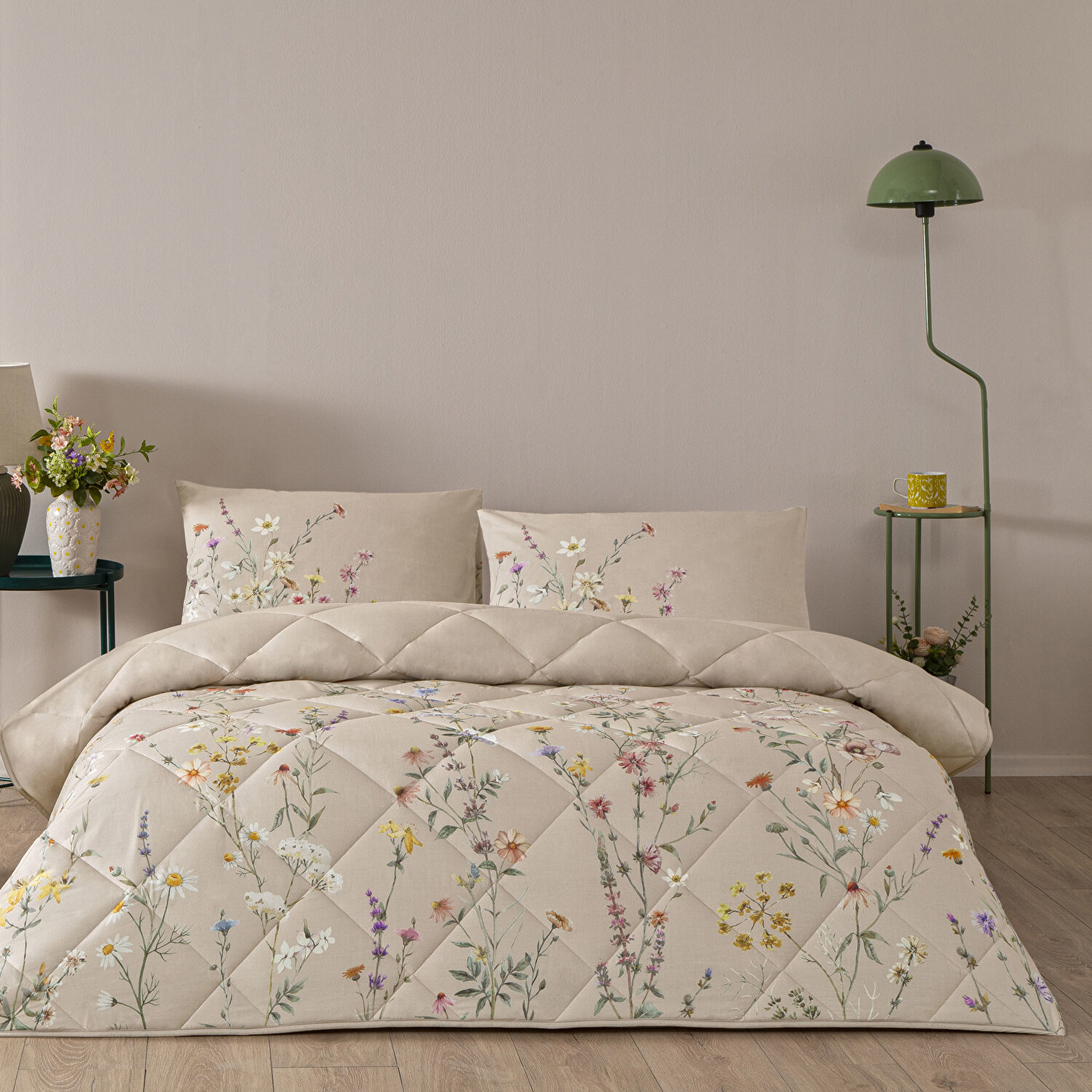 Taç Lunel Ranforce Çift Kişilik Yorgan Seti Bej