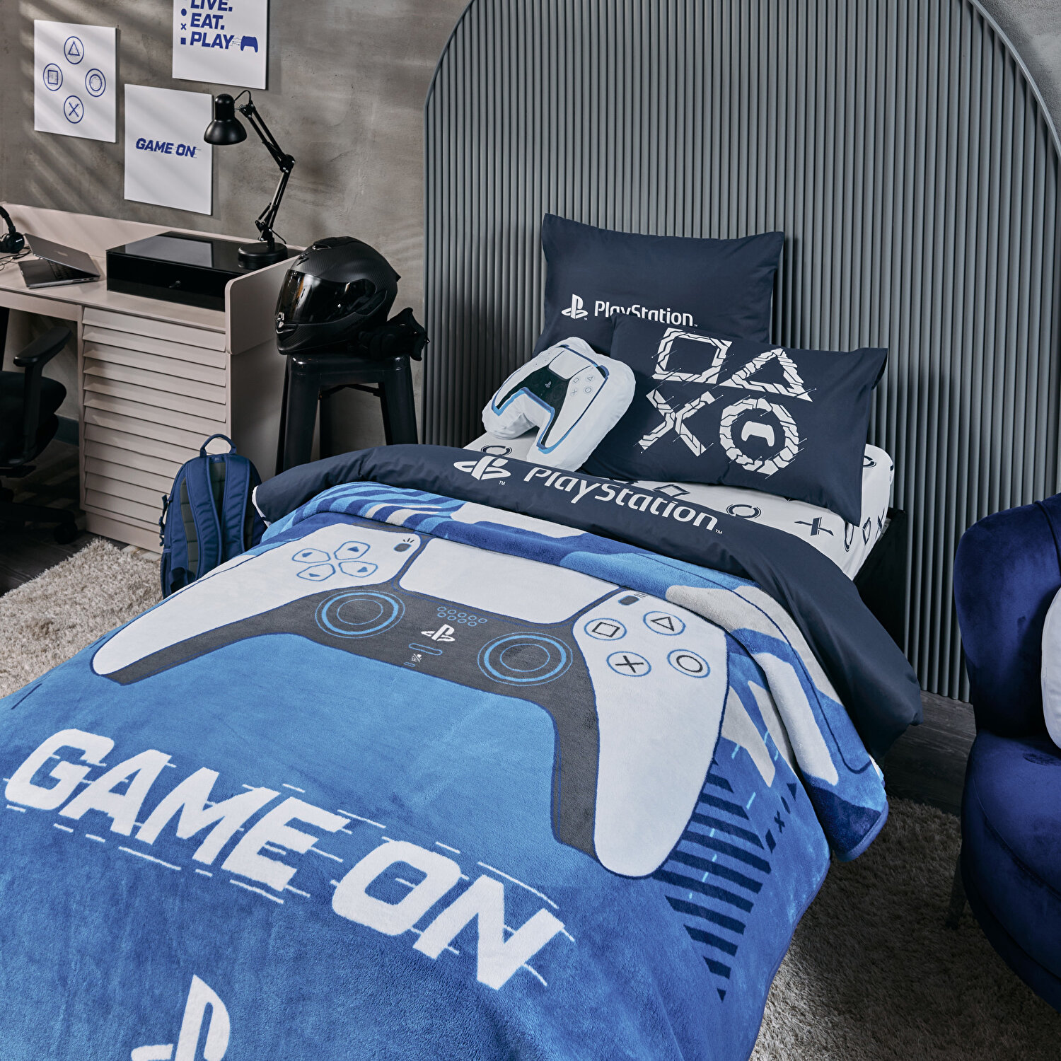 Taç Lisanslı Playstation Game on Tek Kişilik Pamuk Nevresim Takımı 100