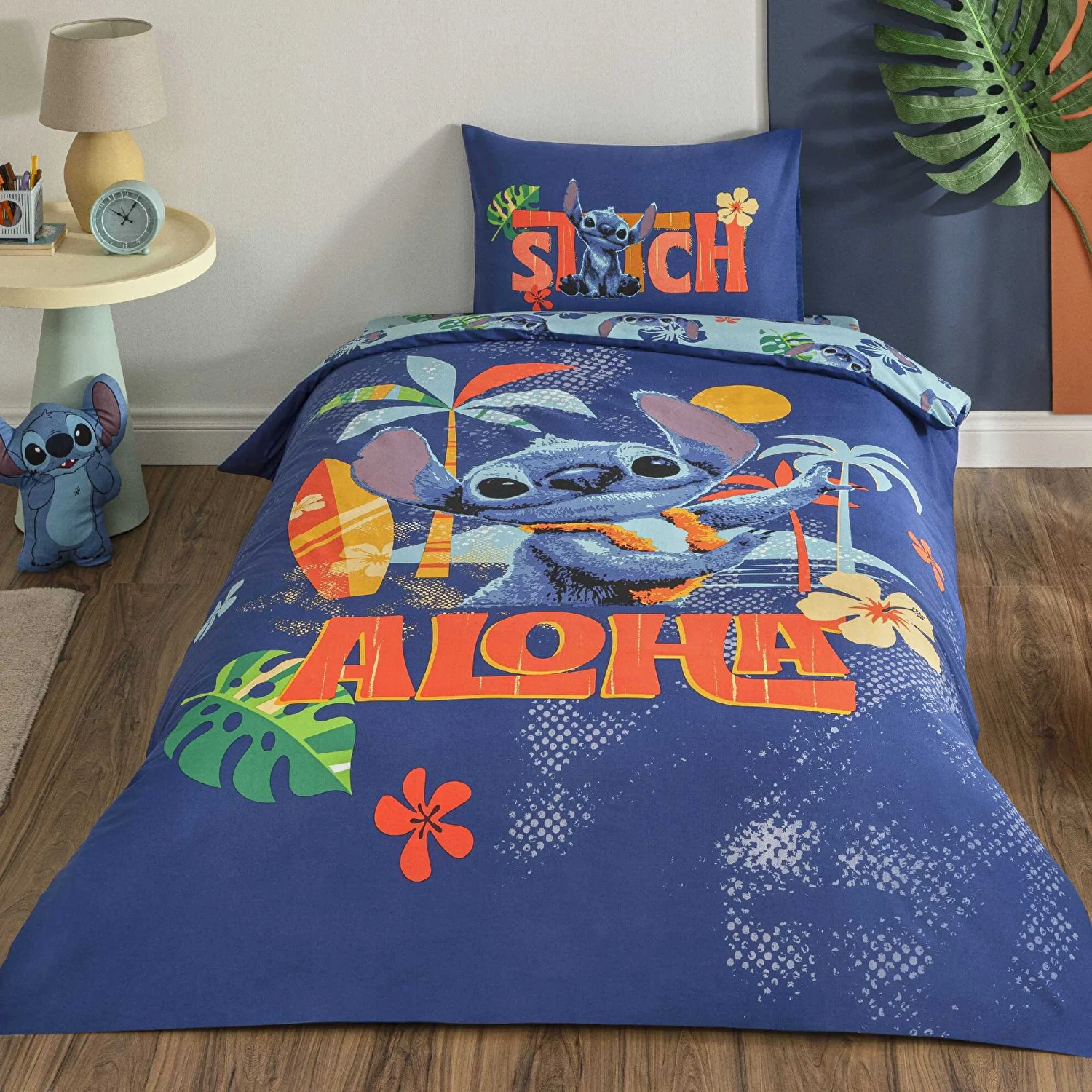 Taç Lisanslı Disney Stitch Aloha Tek Kişilik Pamuk Nevresim Takımı 120