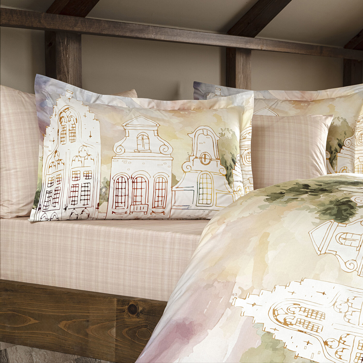 Taç Butik Liora Pamuk Percale Çarşaf Çift Kişilik Somon