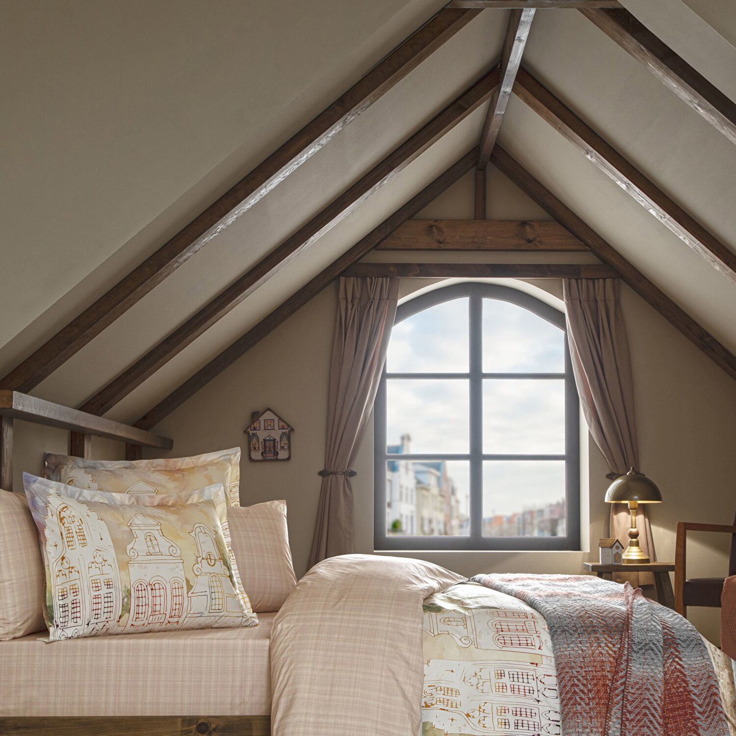 Taç Butik Liora Pamuk Percale Çarşaf Çift Kişilik Somon