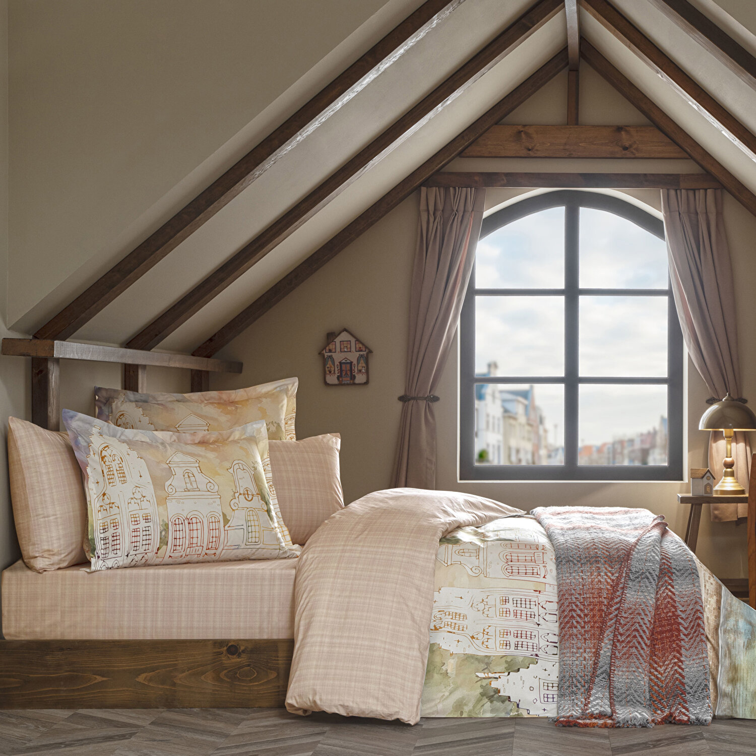 Taç Butik Liora Pamuk Percale 2'li Yastık Kılıfı Seti Somon