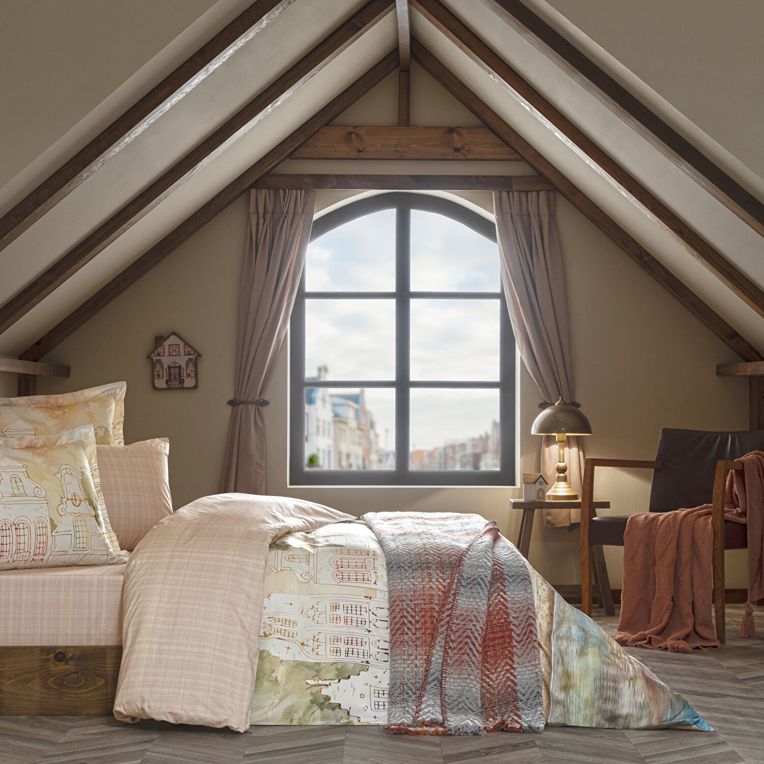 Taç Butik Liora Pamuk Percale 2'li Yastık Kılıfı Seti Somon