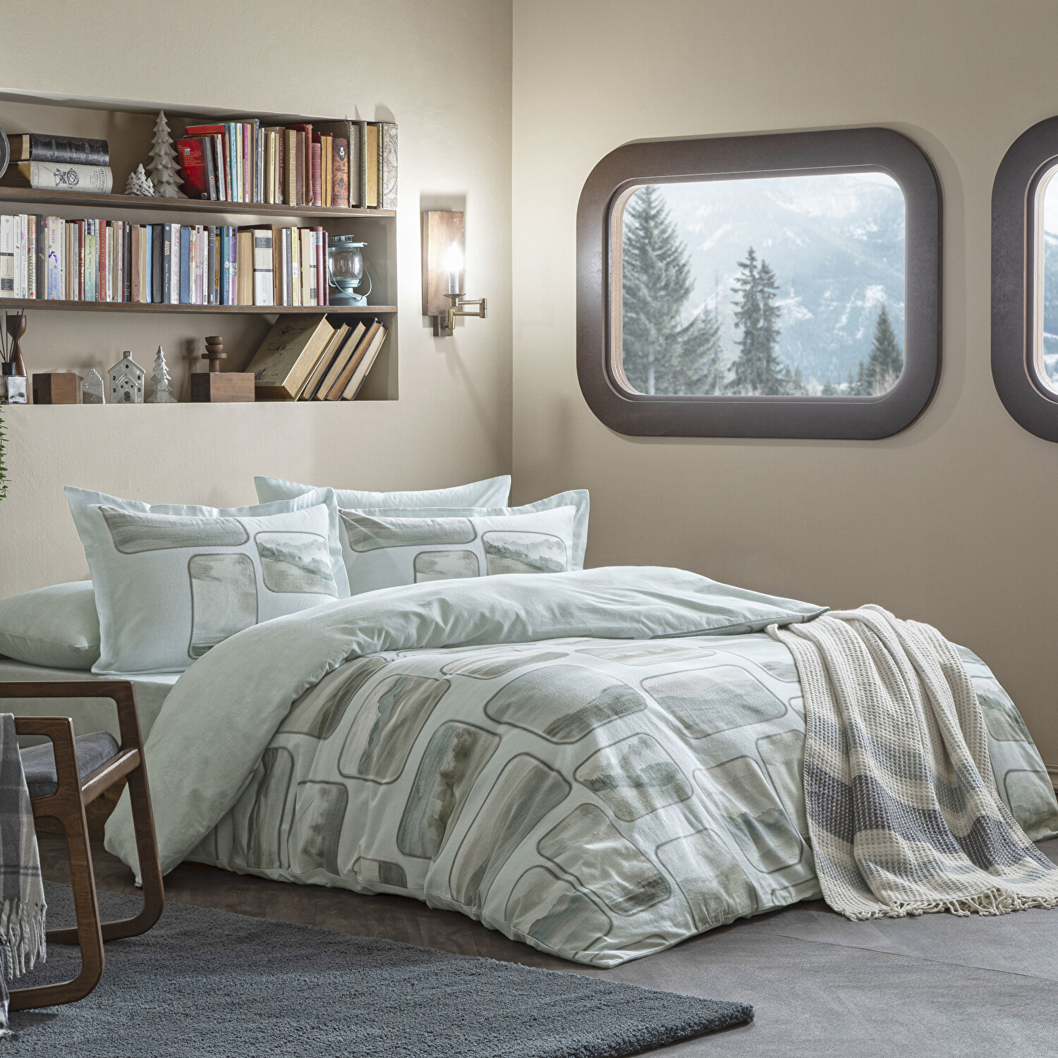 Taç Butik Lune Pamuk 2'li Yastık Kılıfı Seti Mavi