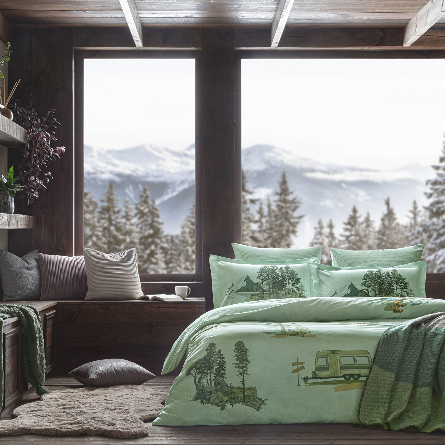 Taç Butik Brisa Pamuk 2'li Yastık Kılıfı Seti Yeşil