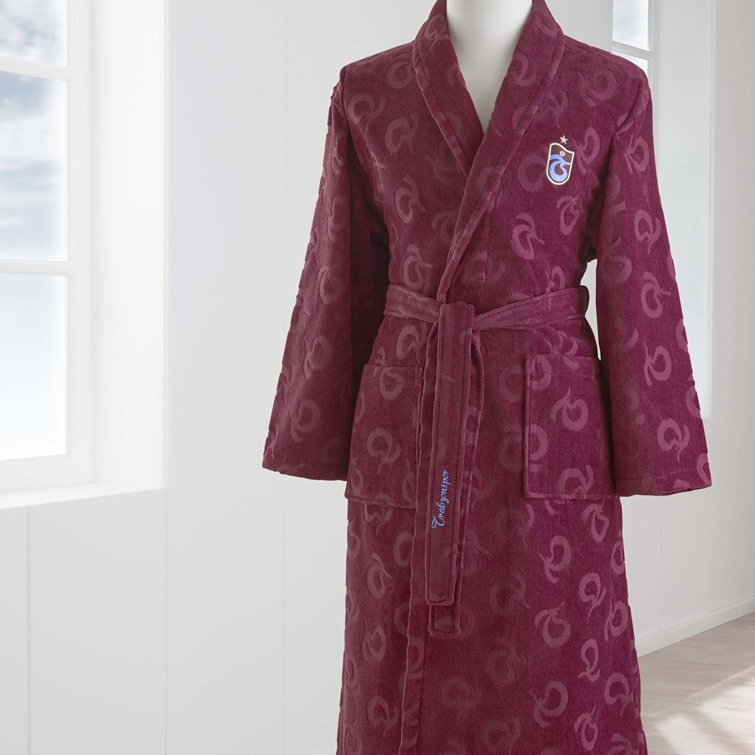 Taç Lisanslı Trabzonspor Jakar Pamuk S Yetişkin Bornoz Bordo