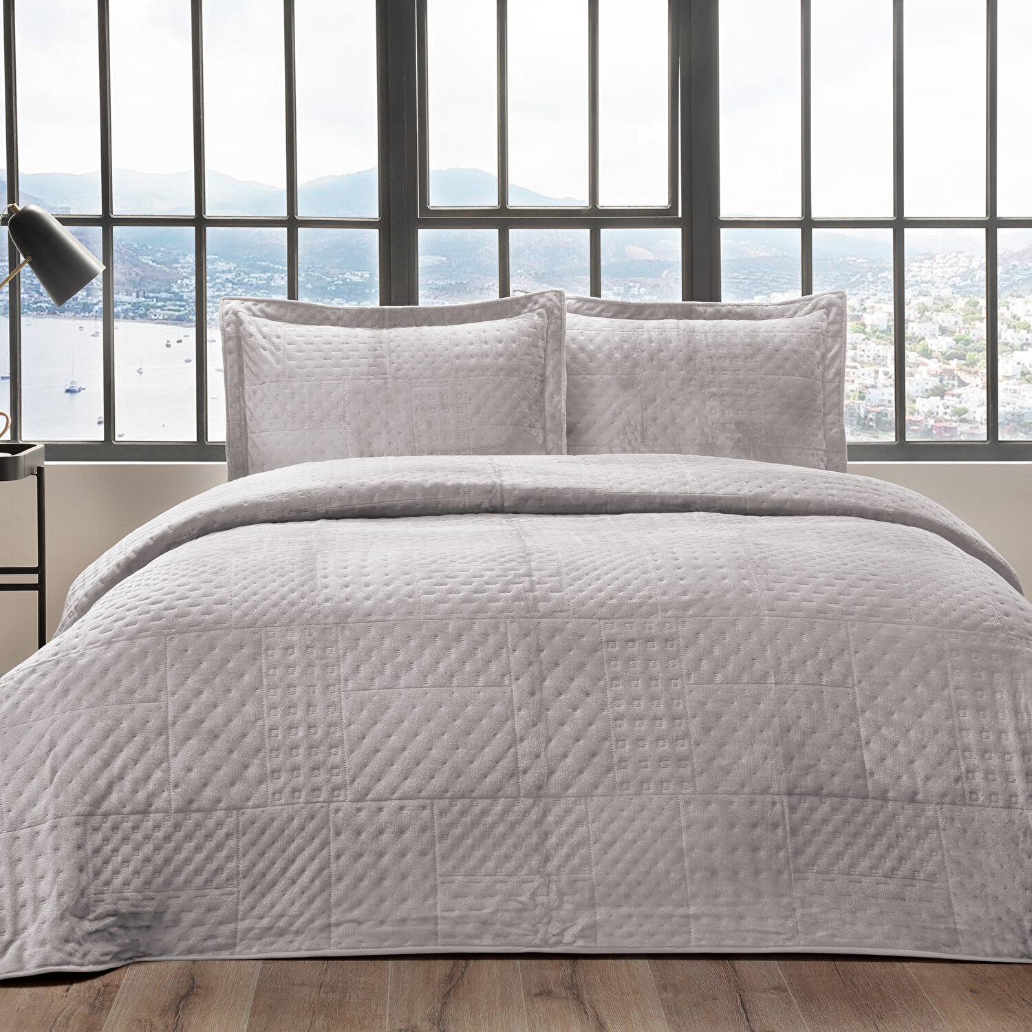 Taç Alvin Çift Kişilik Yatak Örtüsü Seti Mürdüm