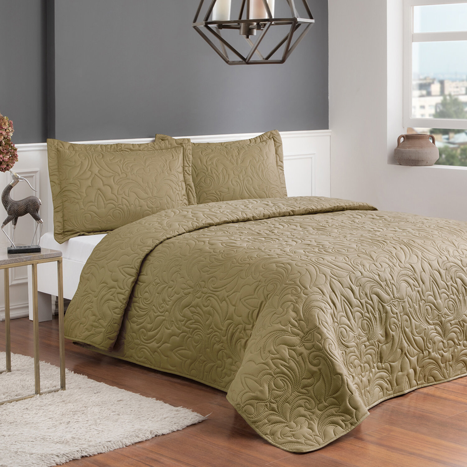 Taç Gala Tek Kişilik Yatak Örtüsü Seti Gold