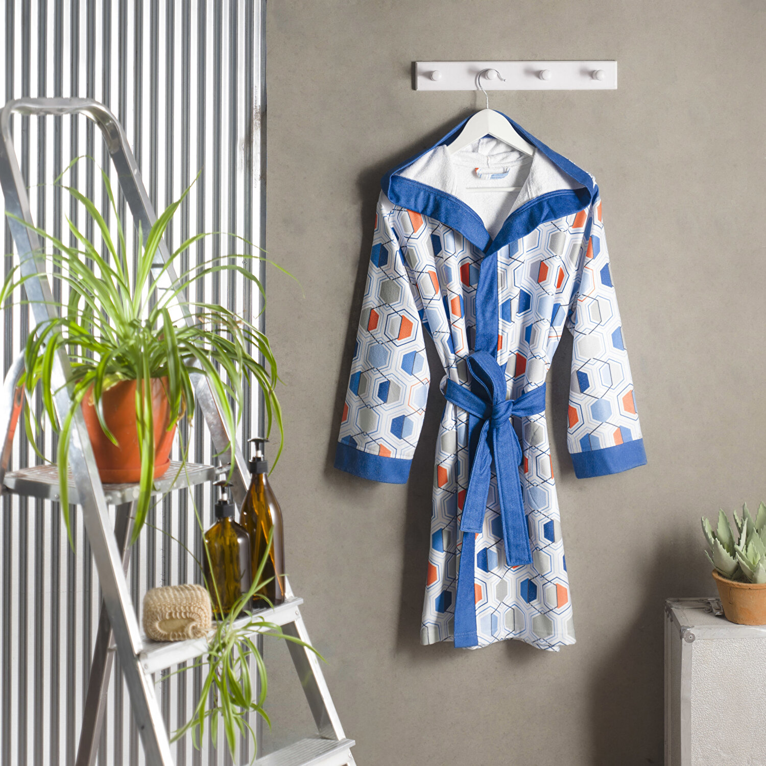 Taç Sanna Pamuk15-18 Yaş Genç Bornoz Mavi