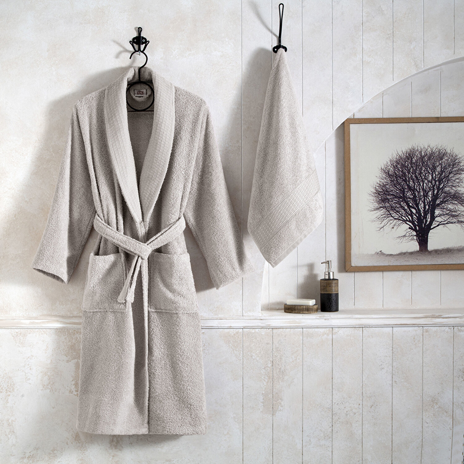 Taç Classic Pamuk M Bornoz Seti Taş