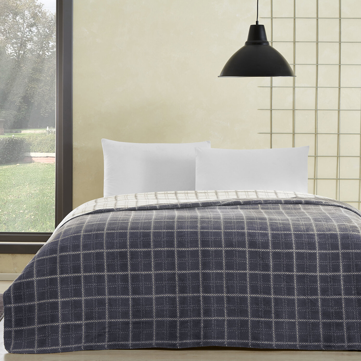 Taç Edwin Pamuk Çift Kişilik Battaniye Antrasit