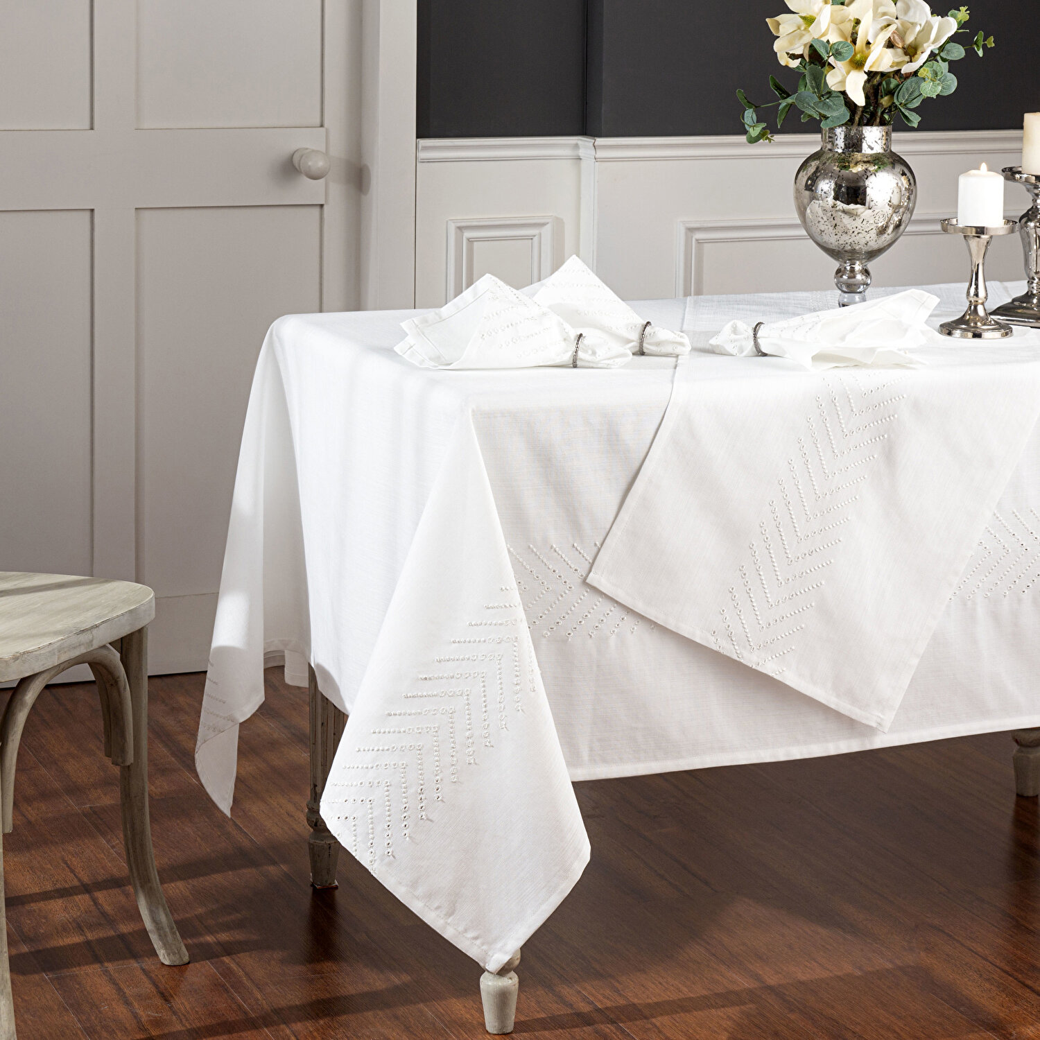 Taç Elora 18'li Masa Örtüsü Seti Antrasit