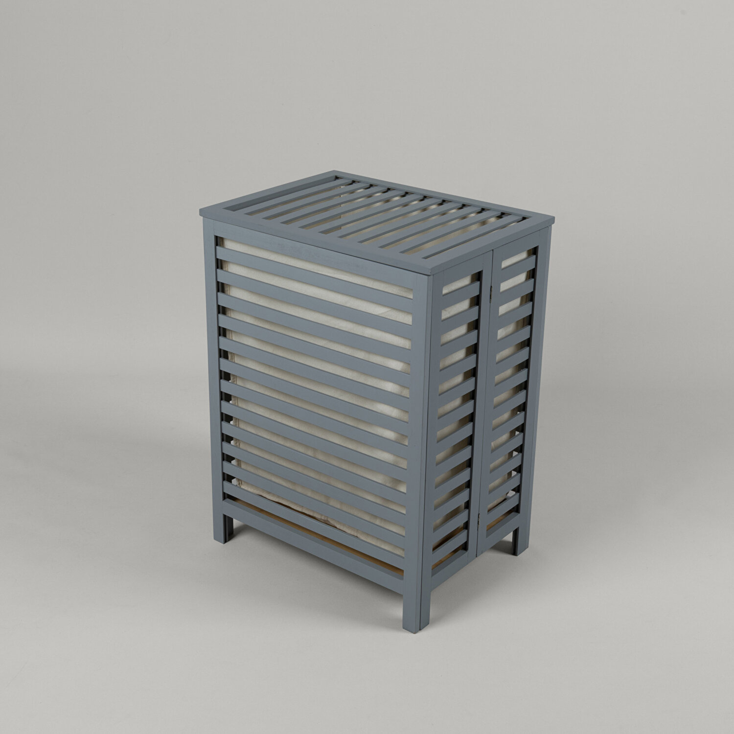 Linens Wooden Ahşap 45X33X60 cm Çamaşır Sepeti Gri