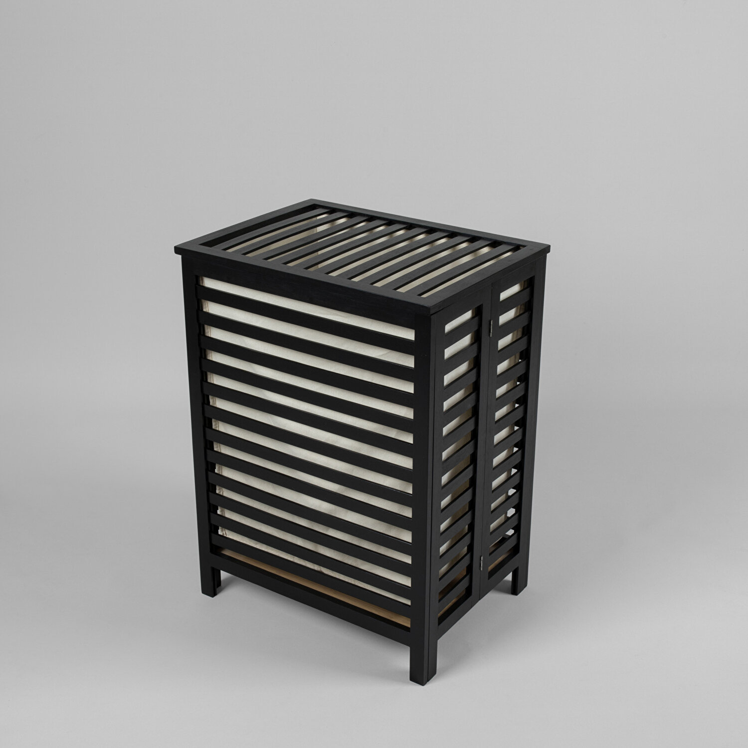 Linens Wooden Ahşap 45X33X60 cm Çamaşır Sepeti Siyah