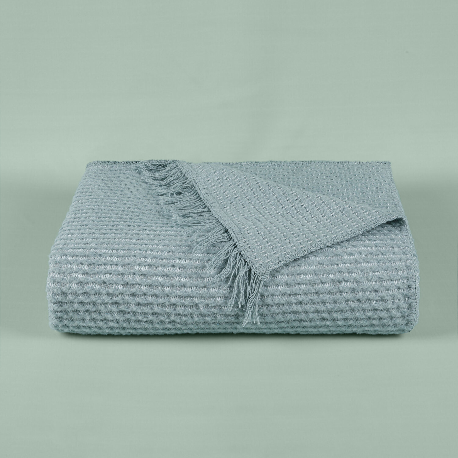 Taç Butik İskandinav Pamuklu Tek Kişilik Battaniye Mint