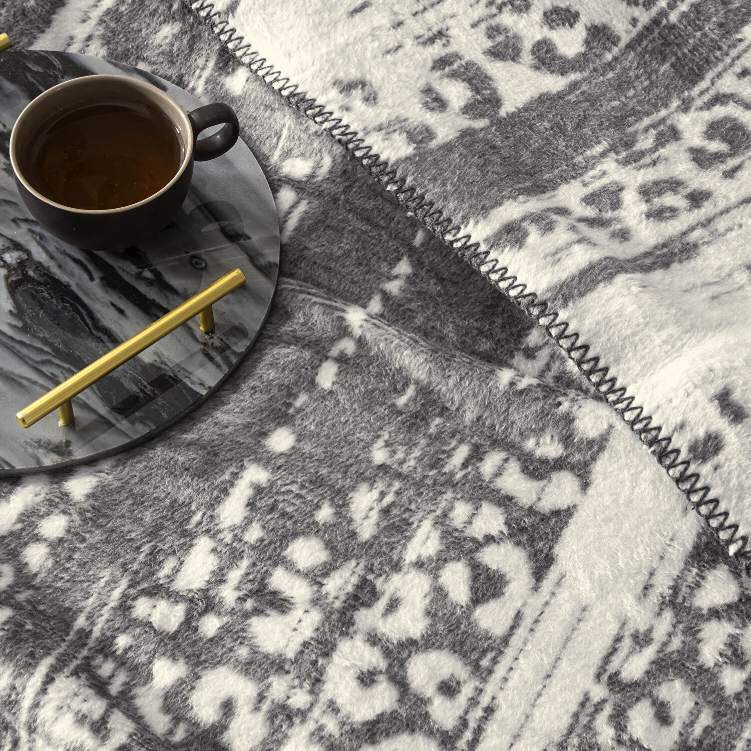 Taç Savanna Pamuk Çift Kişilik Battaniye Gri