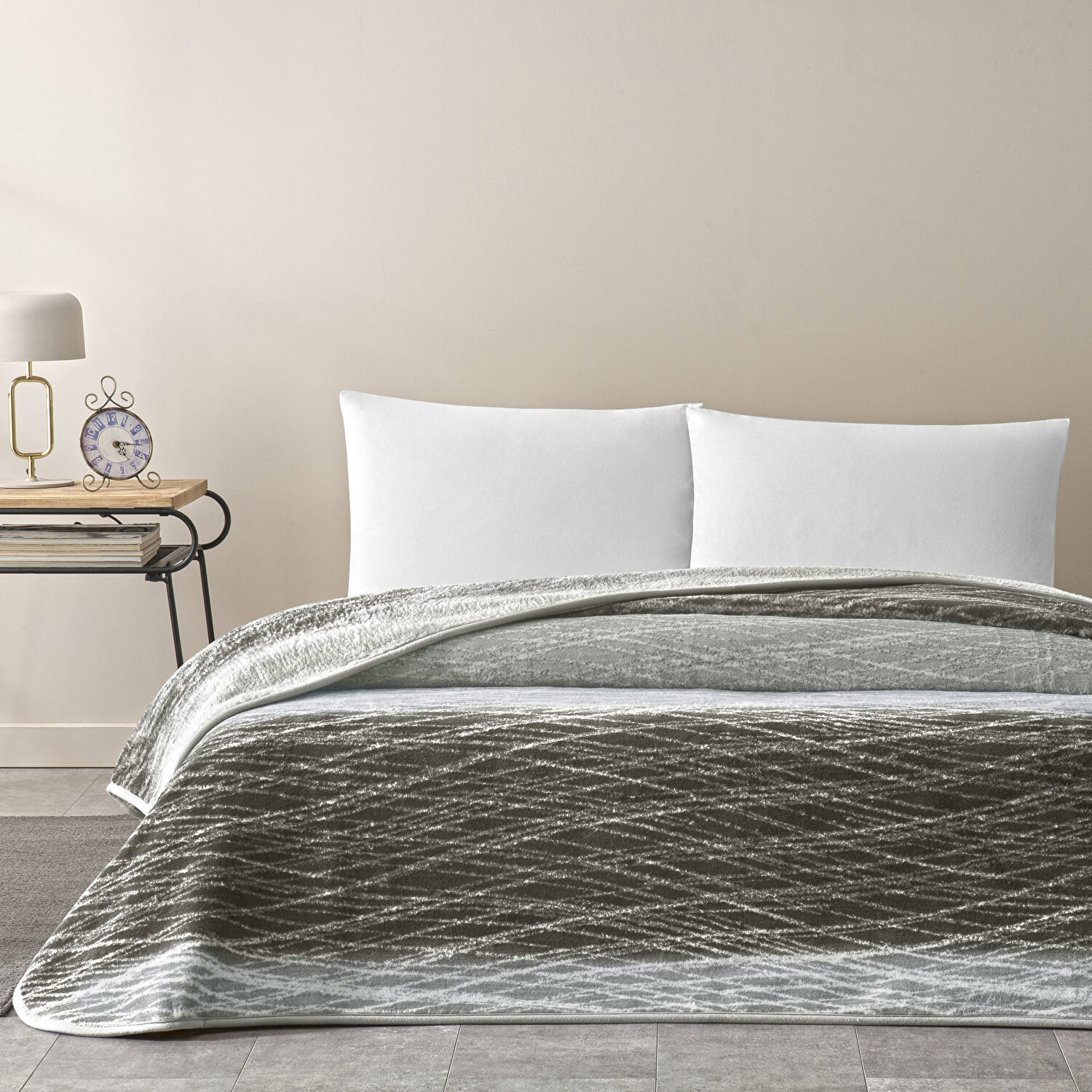 Taç Cosmos Tek Kişilik Battaniye Gri