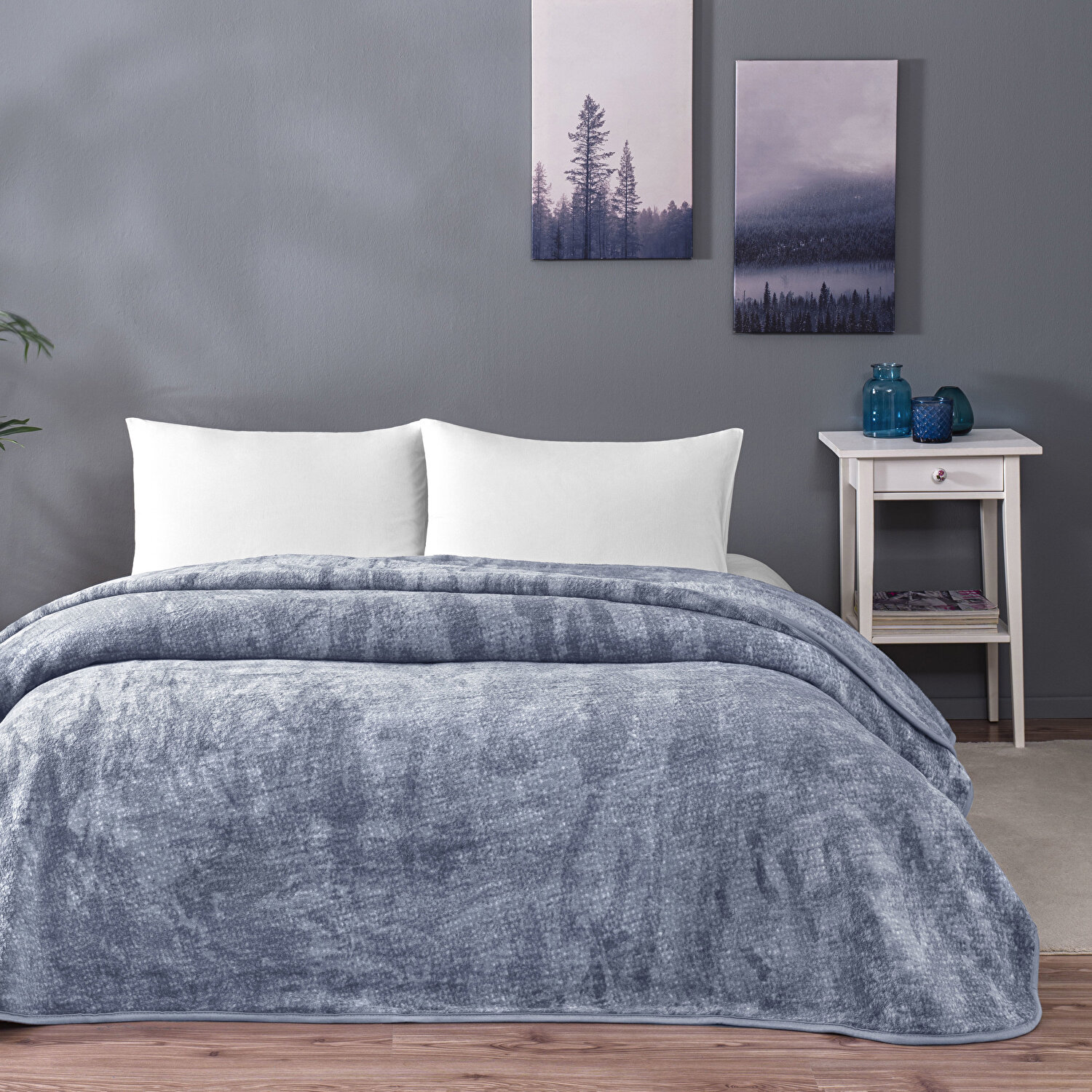 Taç Midnight Tek Kişilik Battaniye Mavi