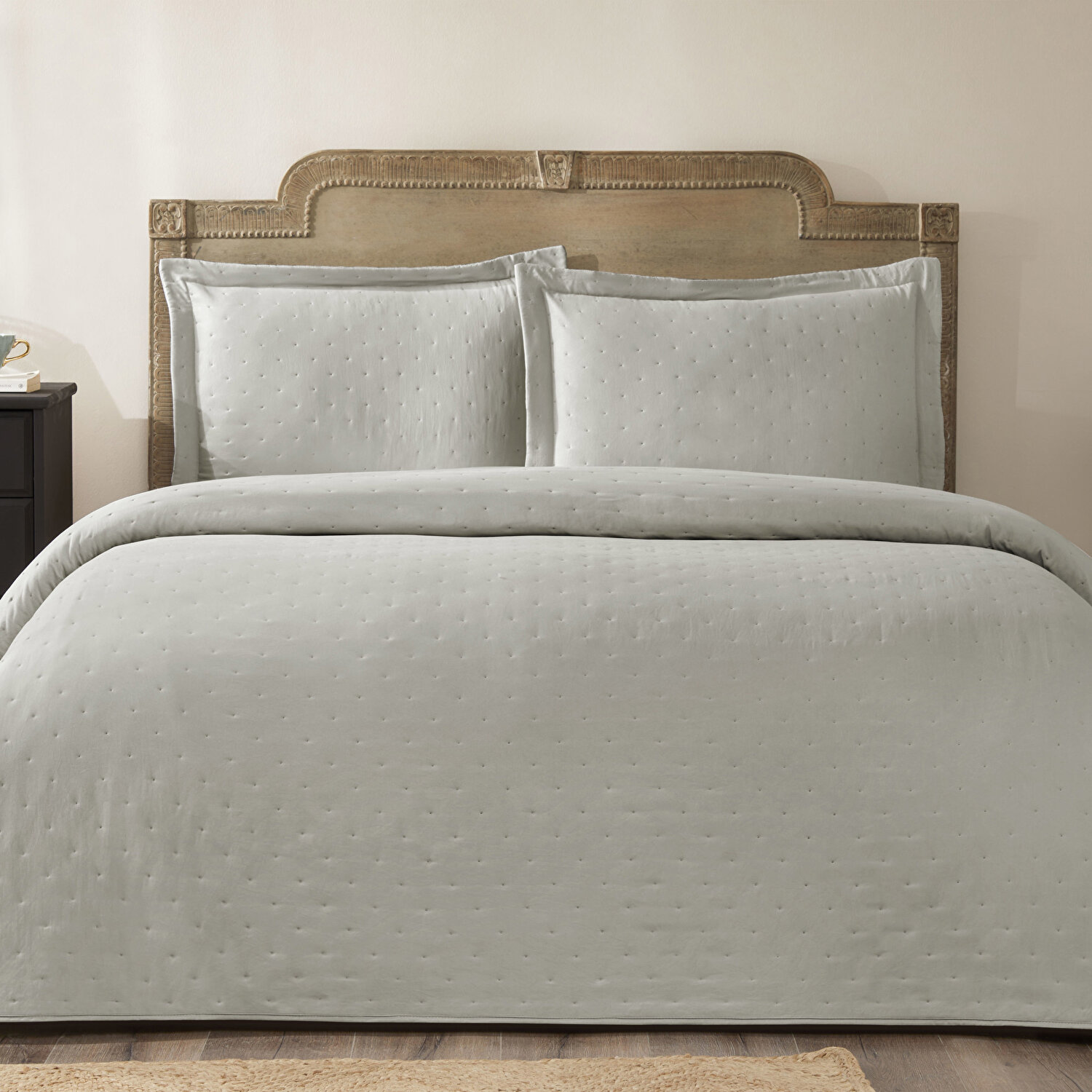 Taç Rita Çift Kişilik Yatak Örtüsü Takımı Gri