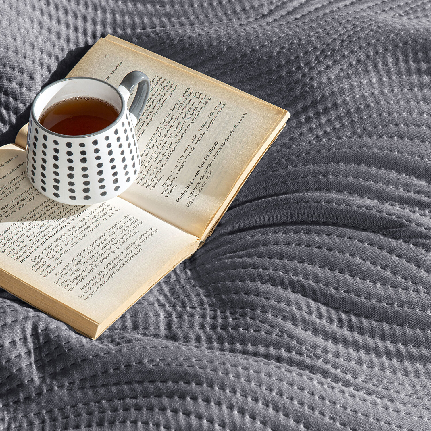 Taç Harlow Tek Kişilik Yatak Örtüsü Takımı Antrasit