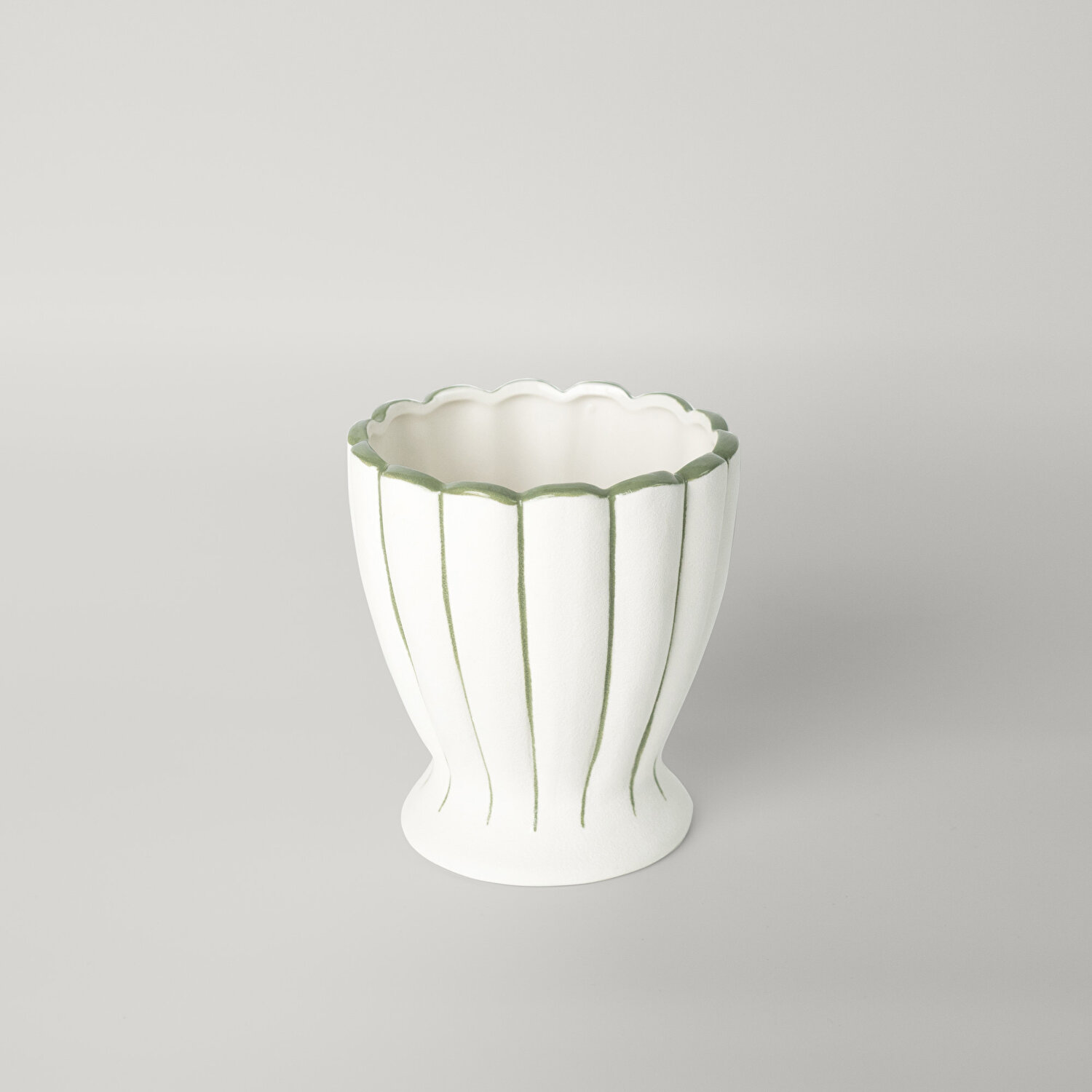 Linens Miya 14x13,5x15,5 cm Vazo Beyaz Yeşil