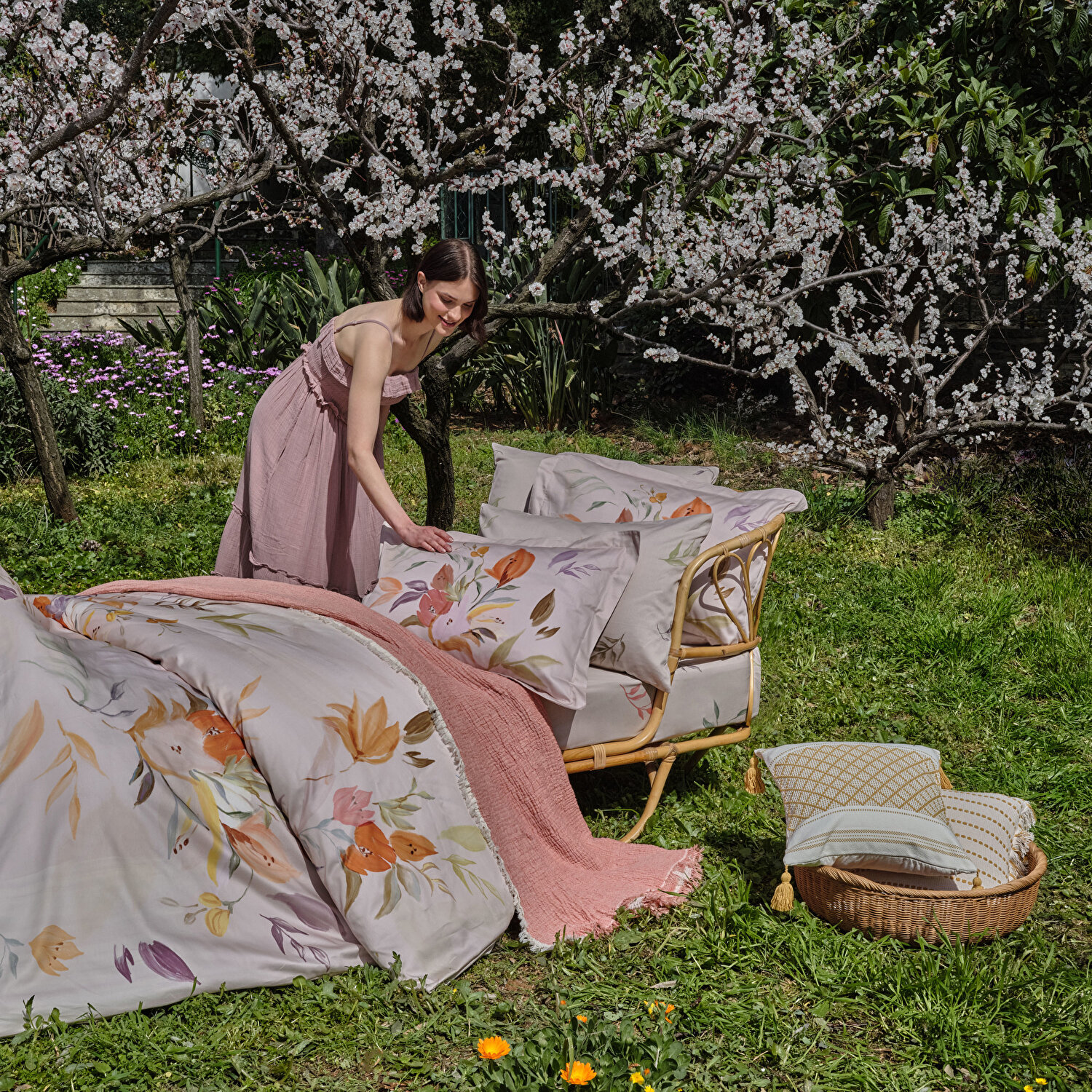 Linens Gunny 45x45 cm Kırlent Kılıfı Hardal