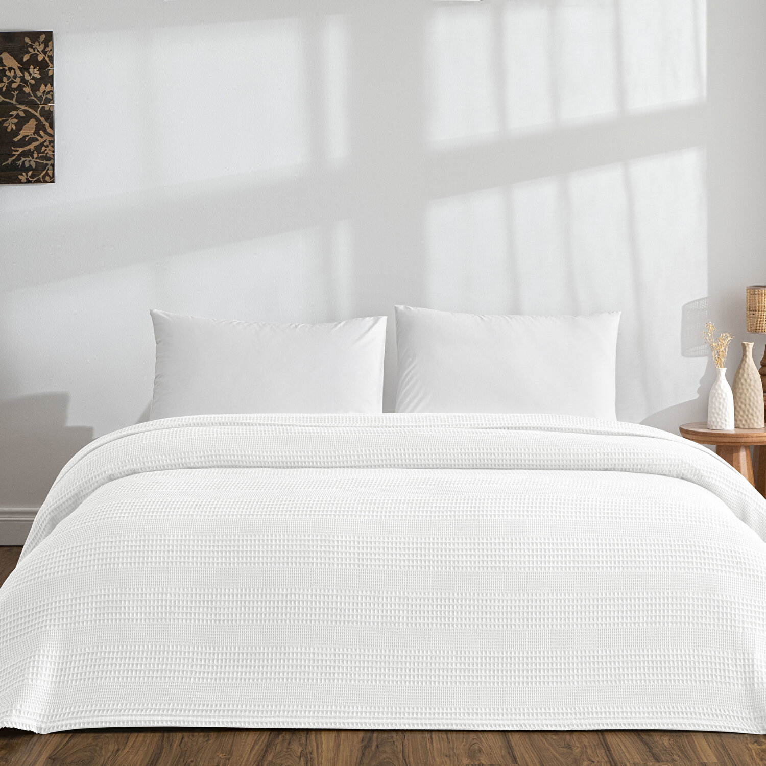 Taç Monet Pamuk Çift Kişilik Pike Beyaz