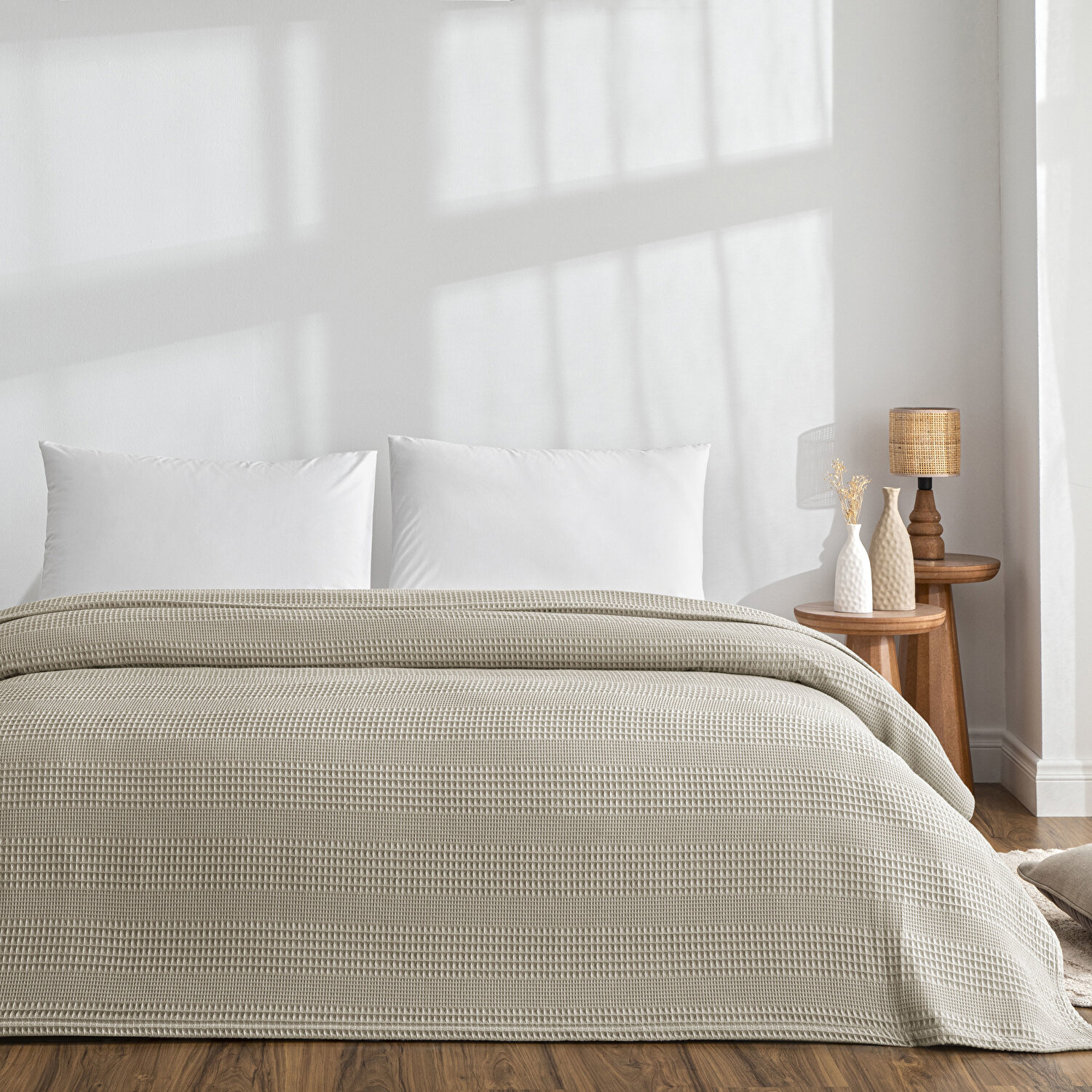 Taç Monet Pamuk Çift Kişilik Pike Vizon