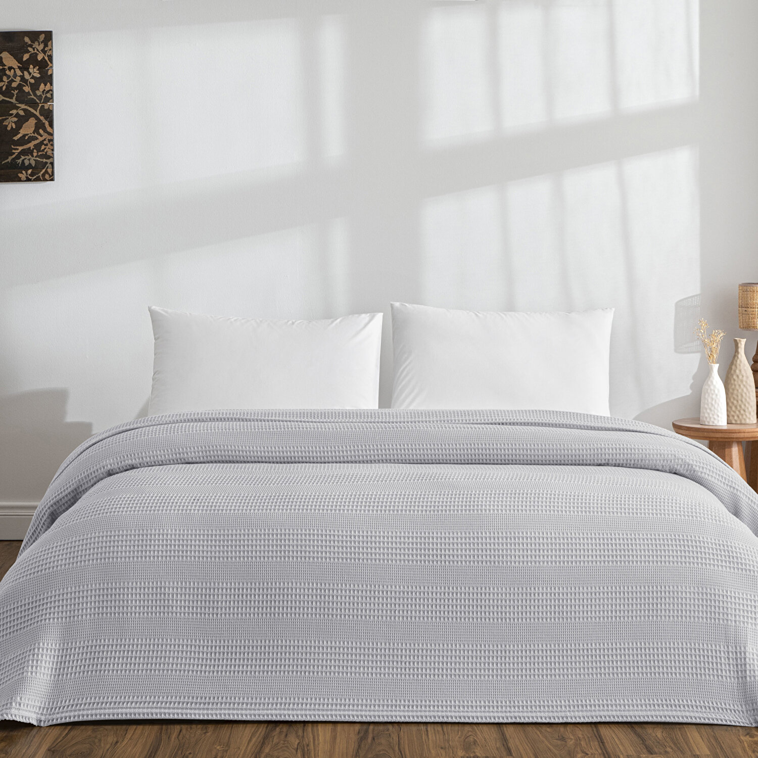 Taç Monet Pamuk Çift Kişilik Pike Gri