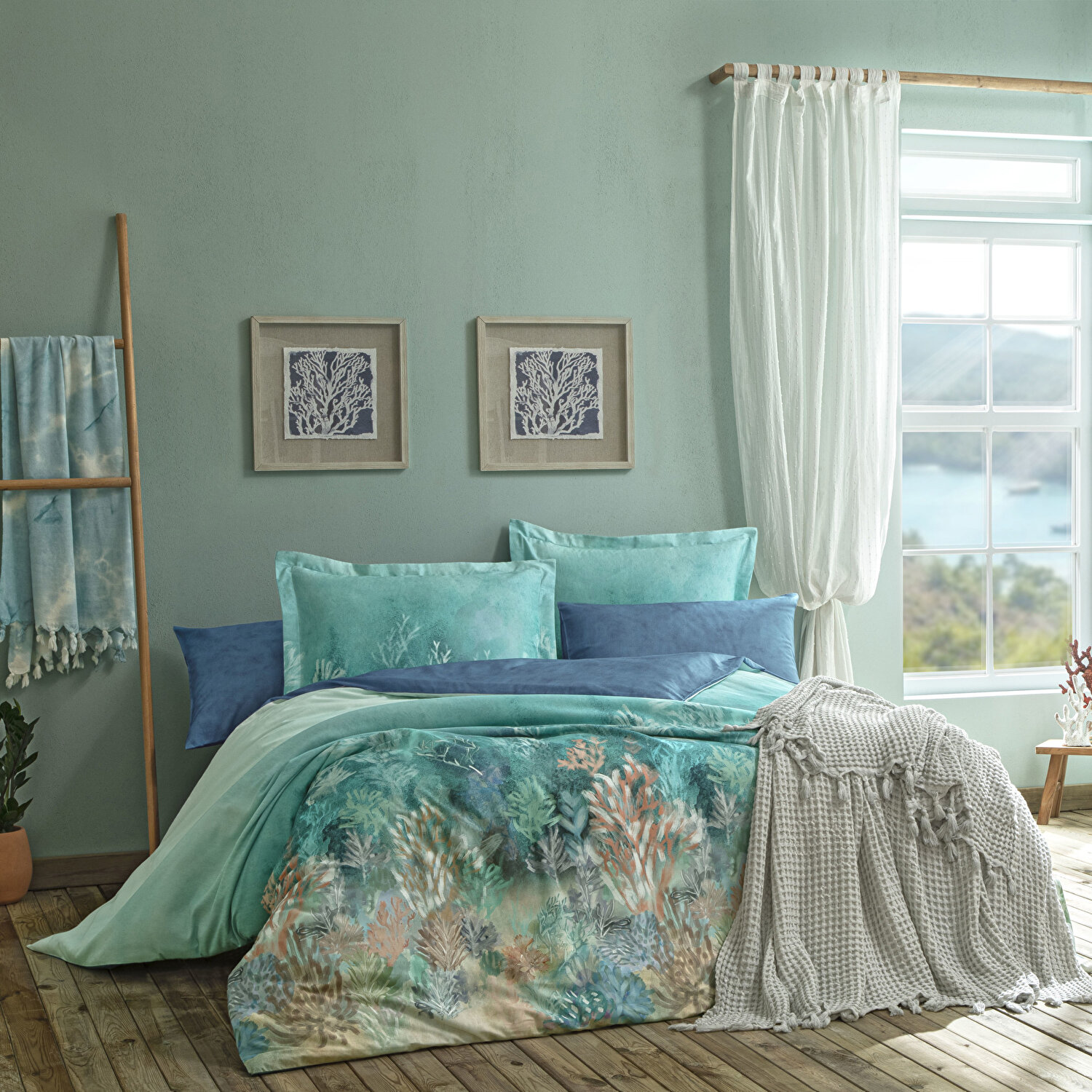 Taç Butik Göcek Pike Pamuk Çift Kişilik Pike Gri