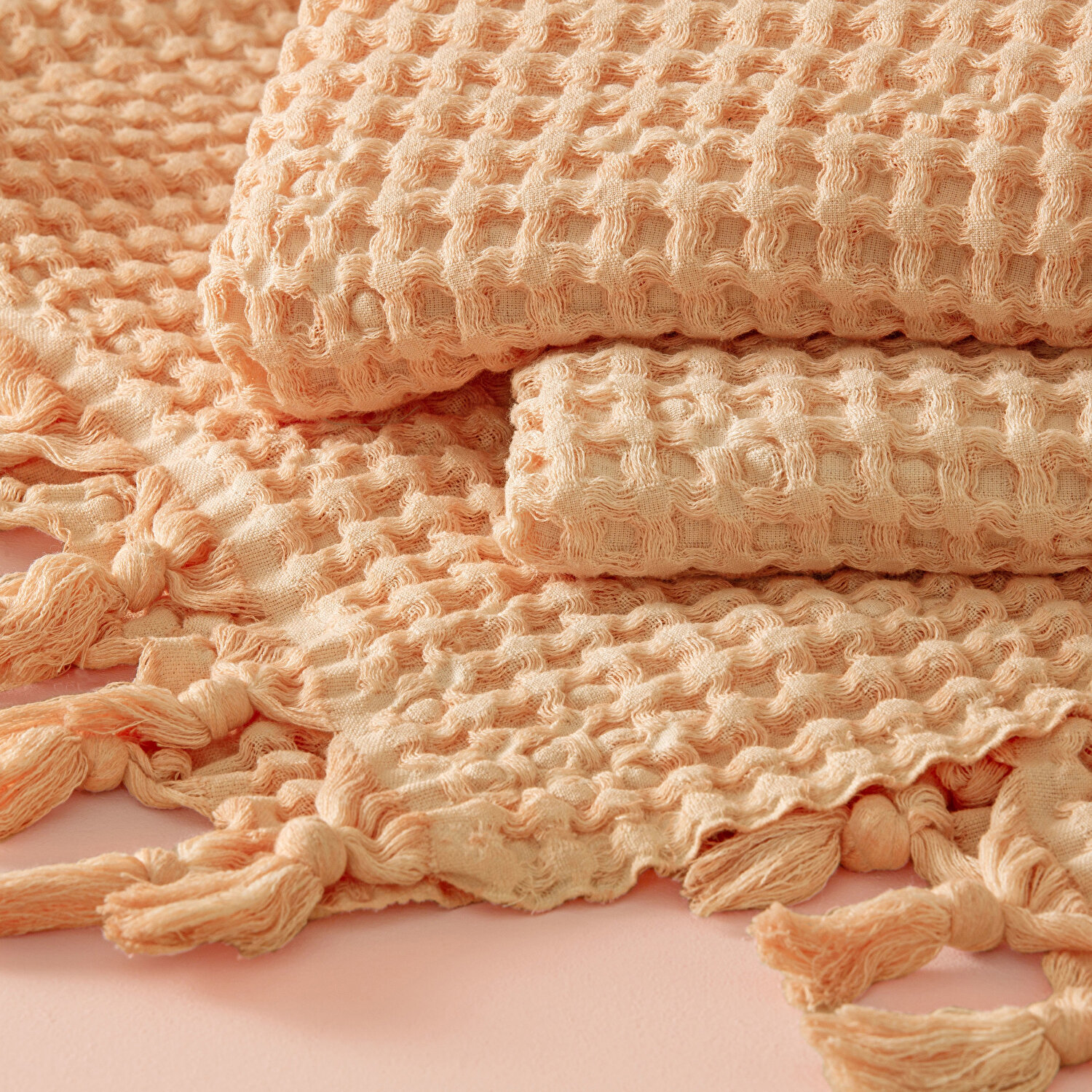 Taç Butik Alaçatı Pike Pamuk Çift Kişilik Pike Somon