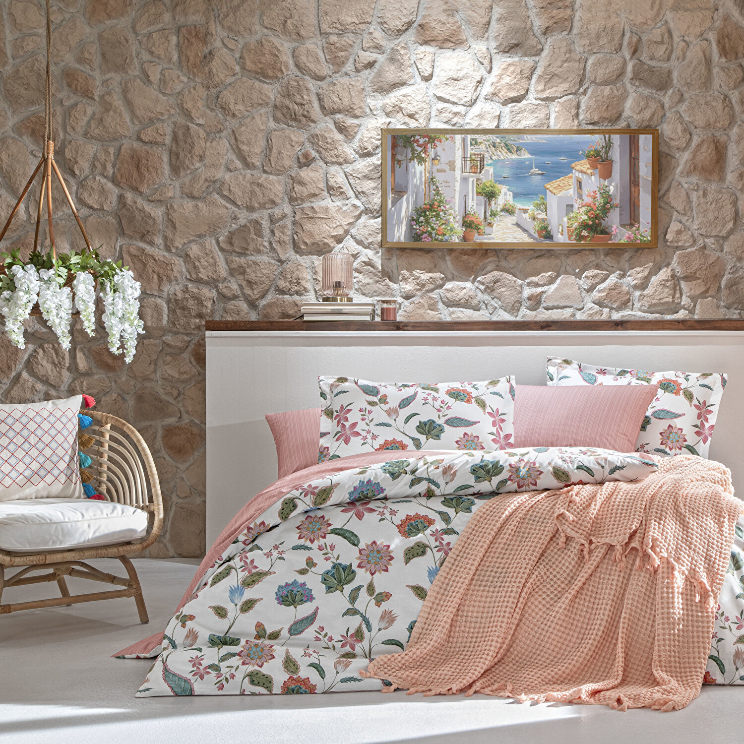 Taç Butik Nakışlı Alaçatı Polyester Kırlent Çok Renkli