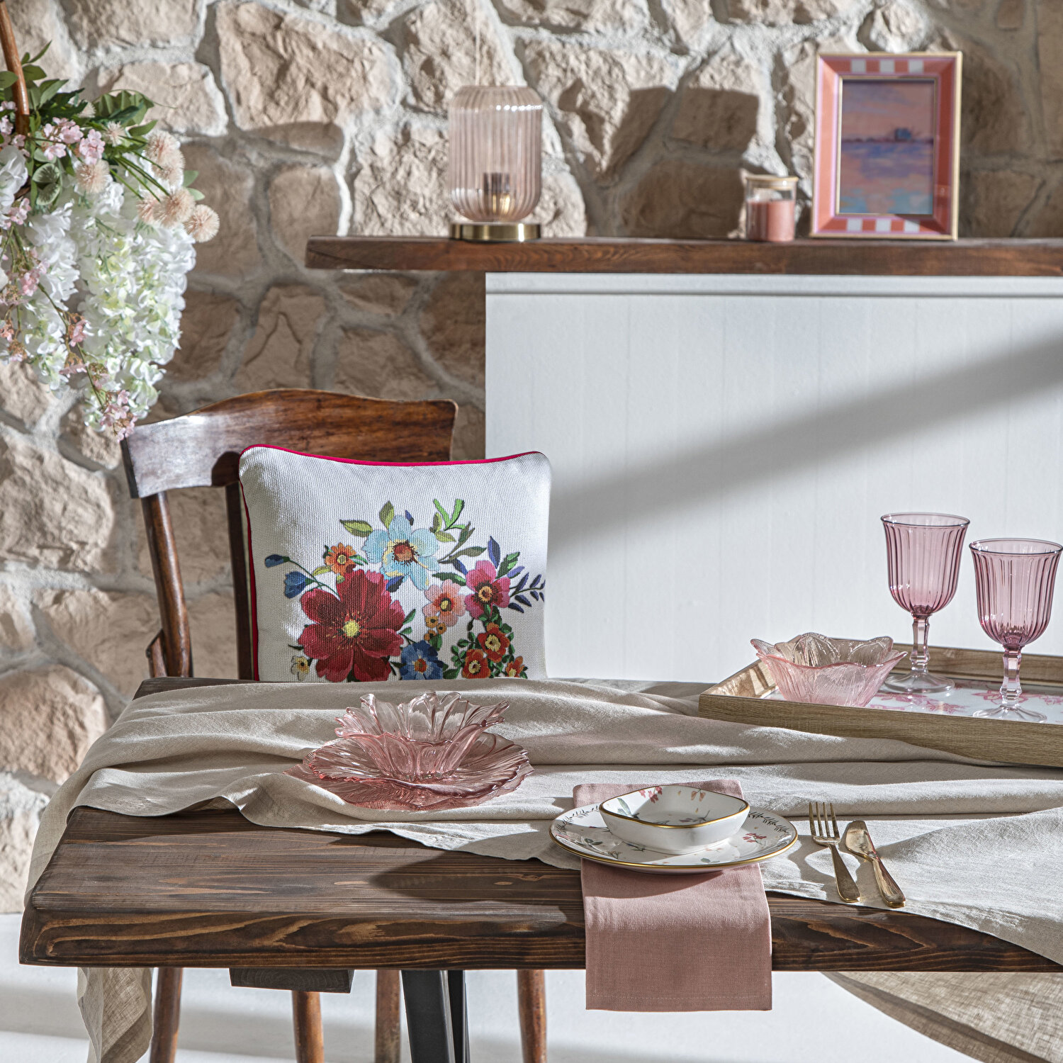 Butik Alaçatı Abajur Somon