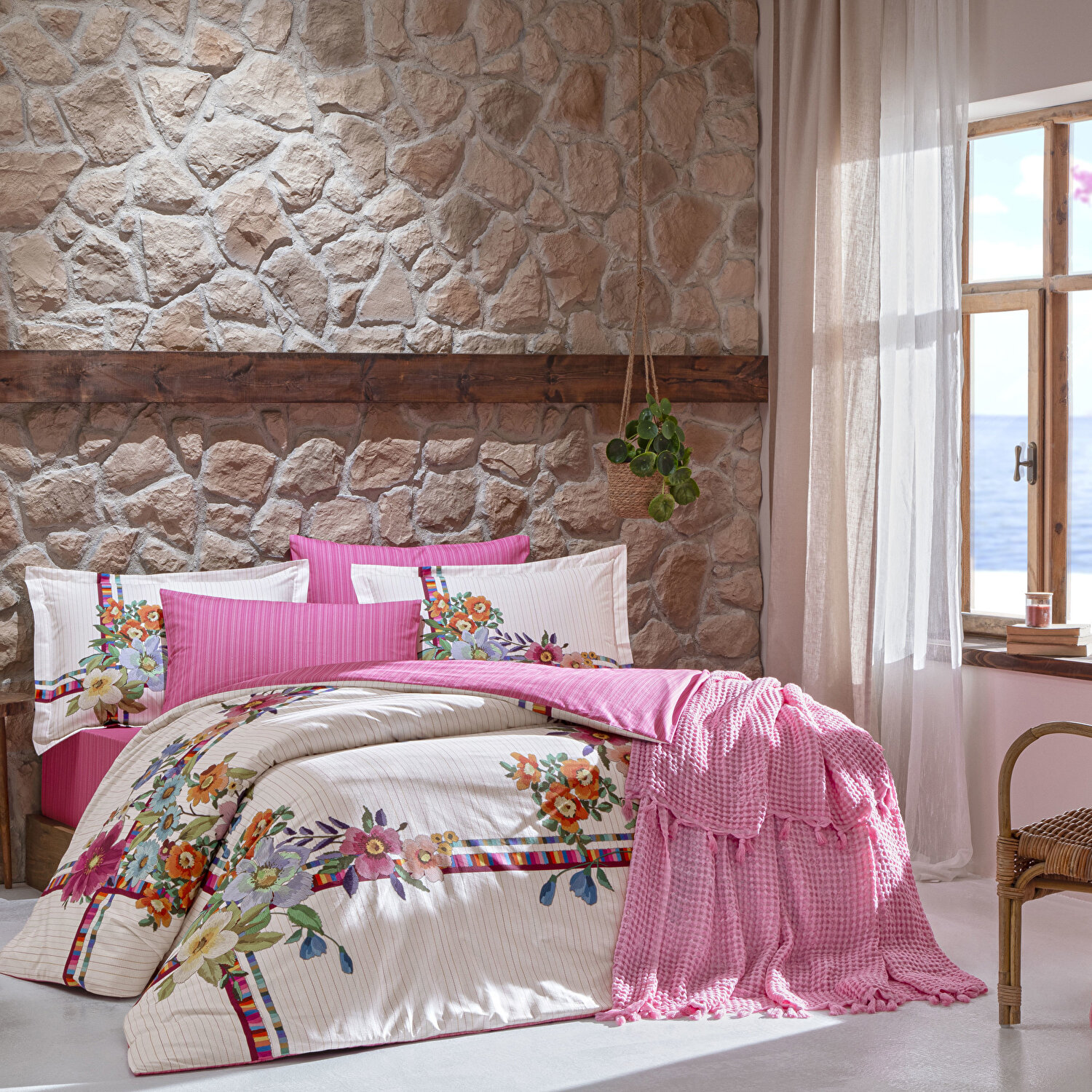 Butik Alaçatı Abajur Somon