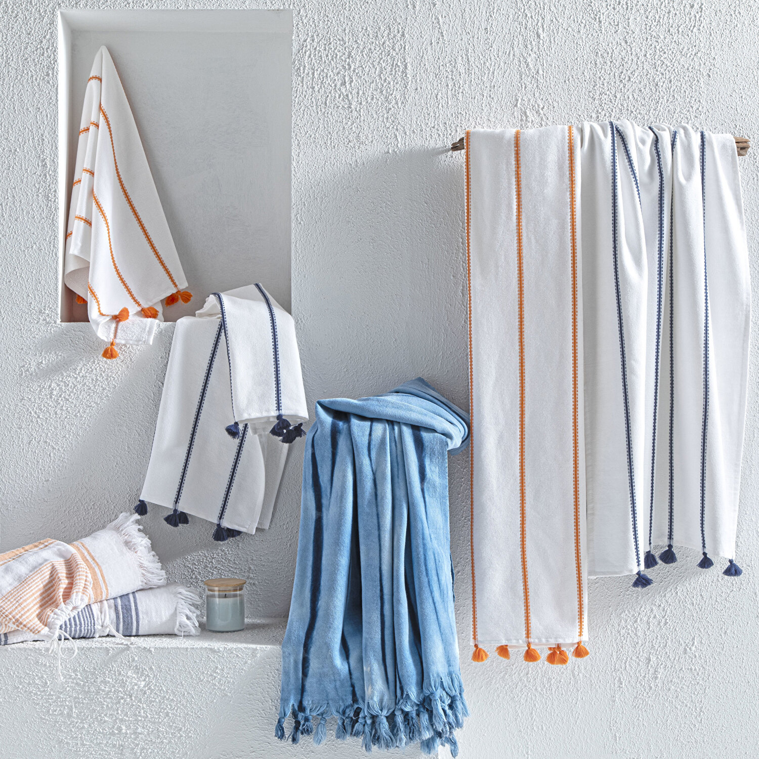 Taç Butik Pamuk Bodrum Keseli Peştamal Turuncu