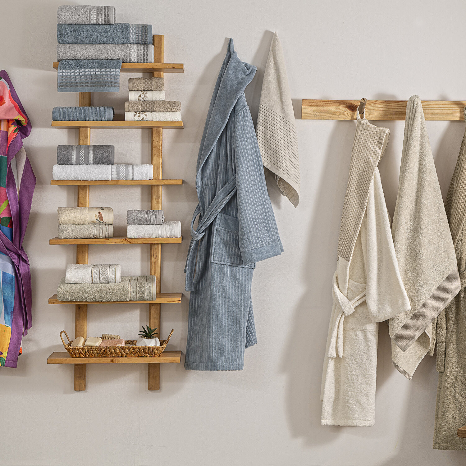 Taç Rope Pure Cotton Pamuk Hamam Seti Beyaz Antrasit