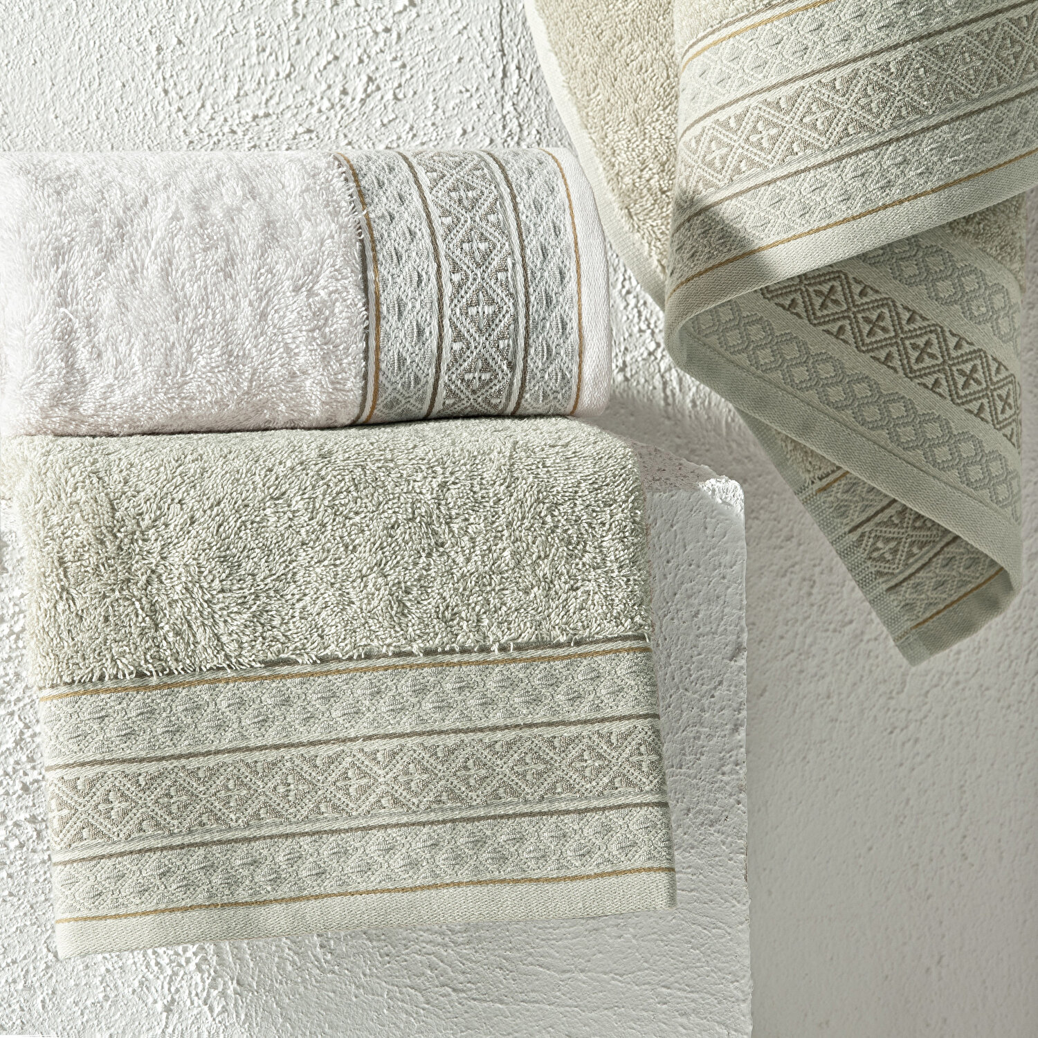 Taç Ethna Pure Cotton Pamuk Hamam Seti Ekru Taş