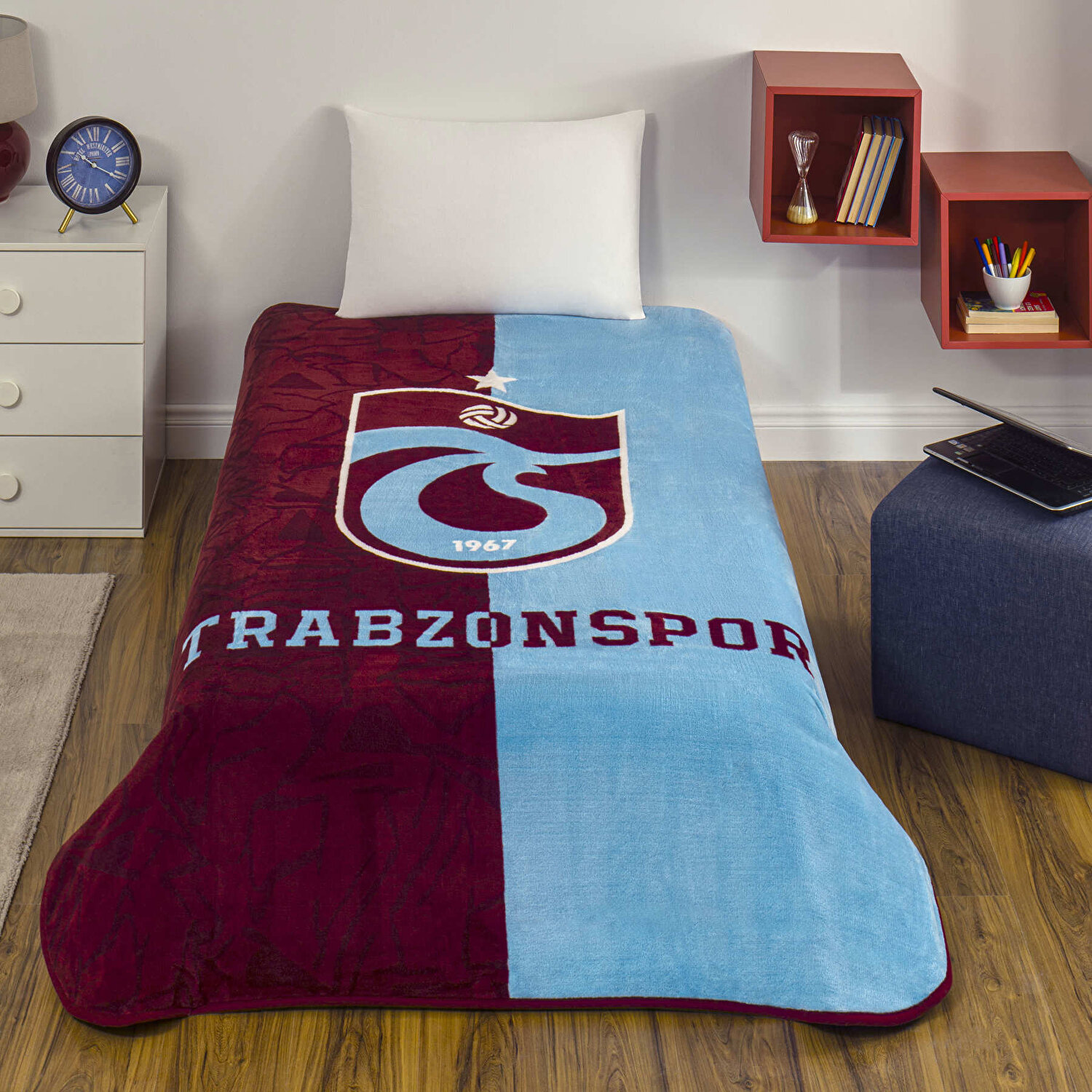 Lisanslı Trabzonspor Parçalı Tek Kişilik Battaniye