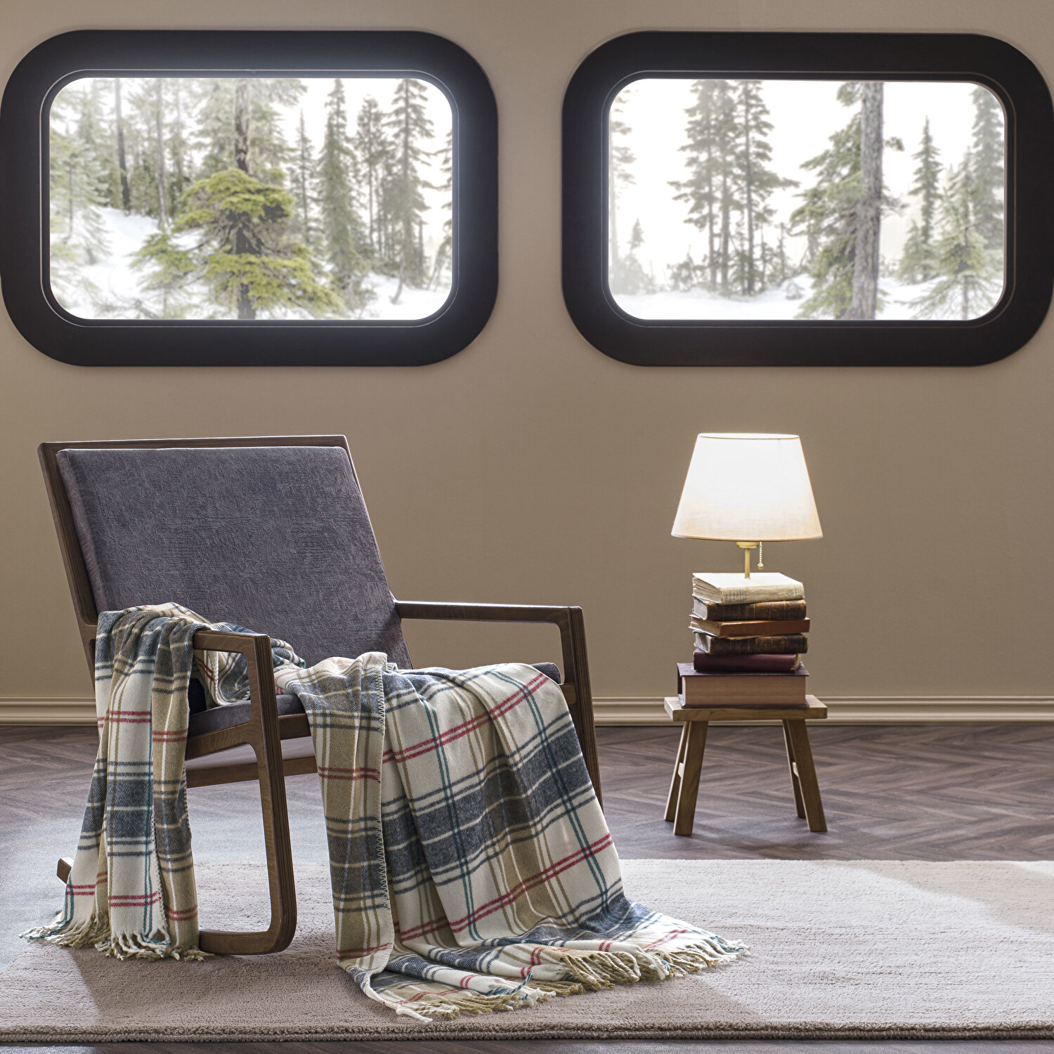 Taç Butik Doğu Ekspresi Pamuklu Çift Kişilik Battaniye Mavi