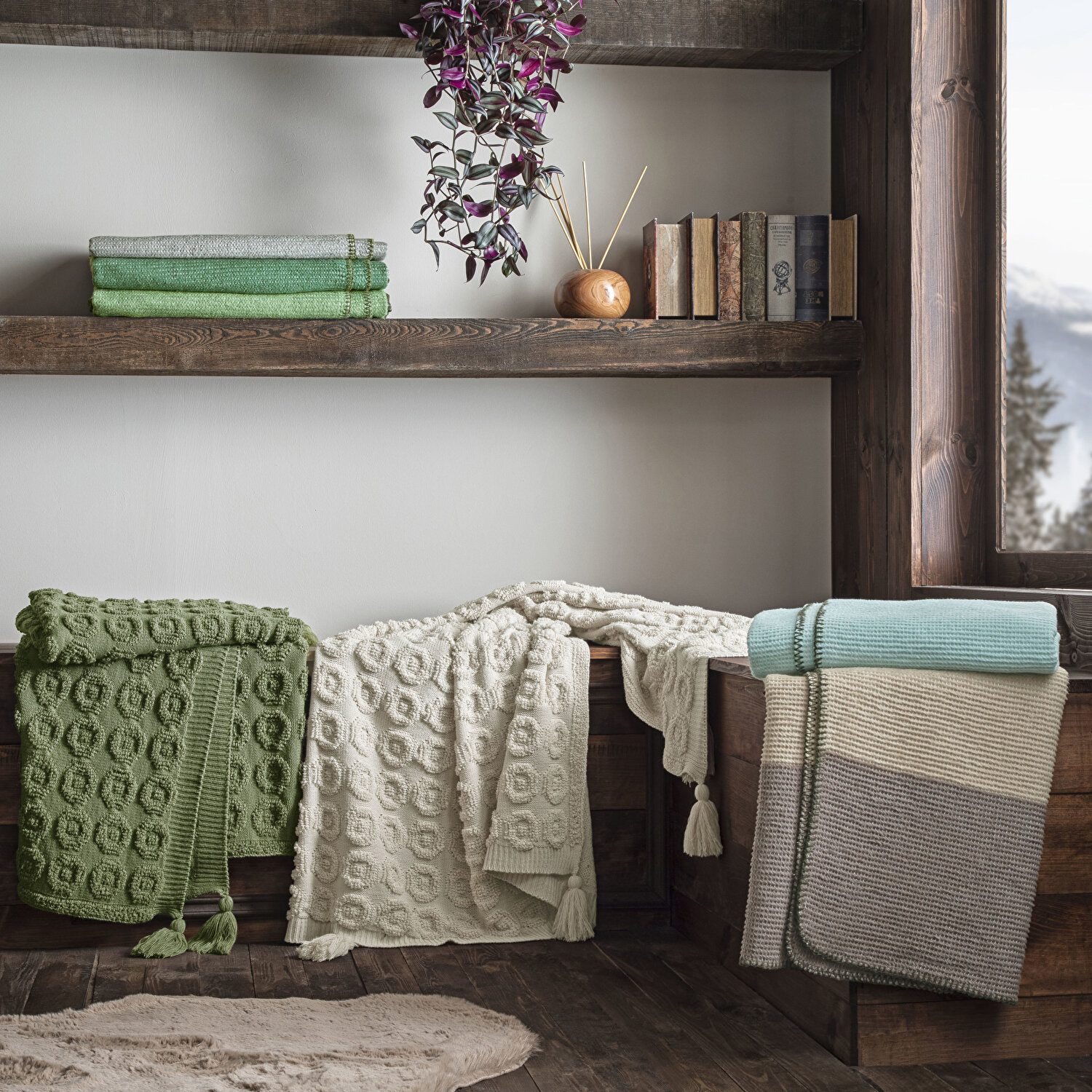 Taç ButikPatagonya Pamuklu Çift Kişilik Battaniye Kahverengi