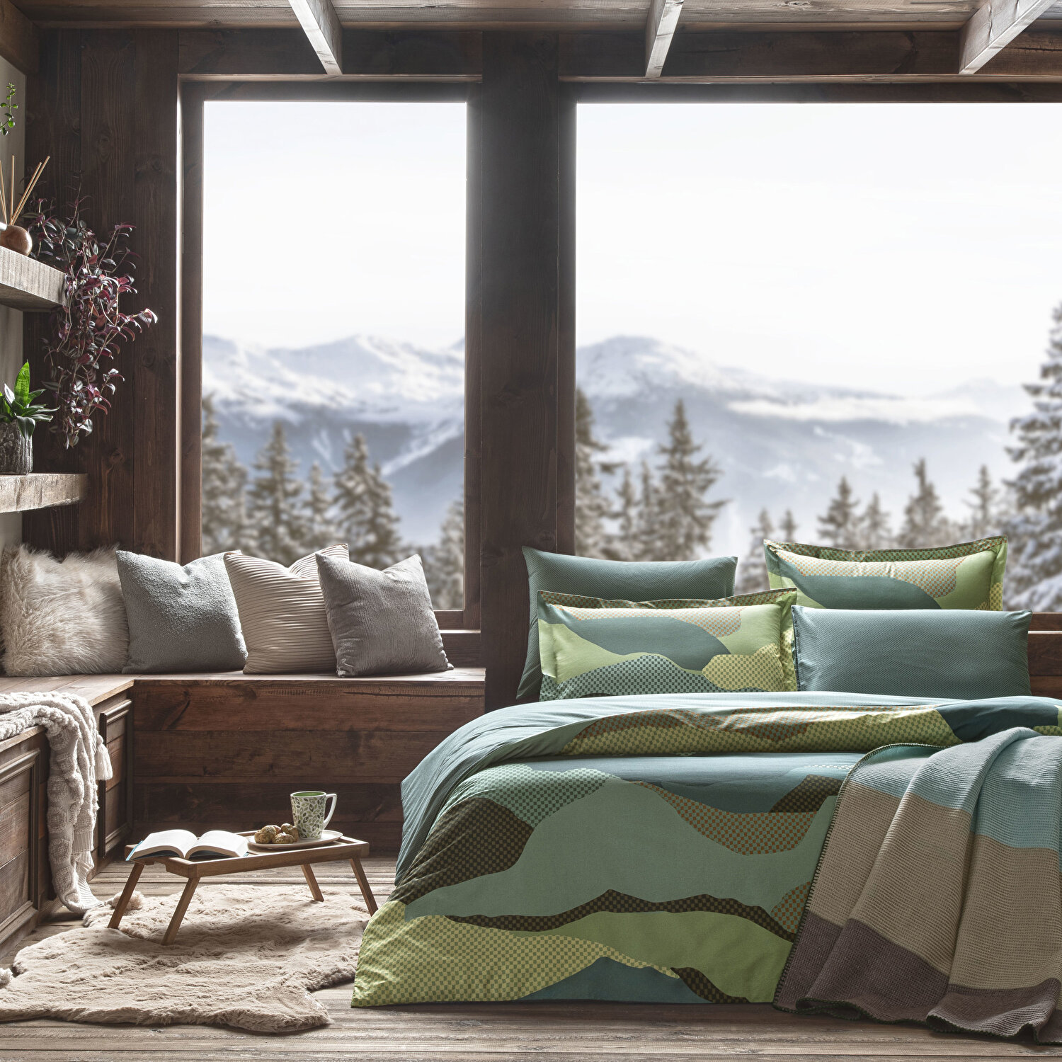 Taç ButikPatagonya Pamuklu Çift Kişilik Battaniye Kahverengi