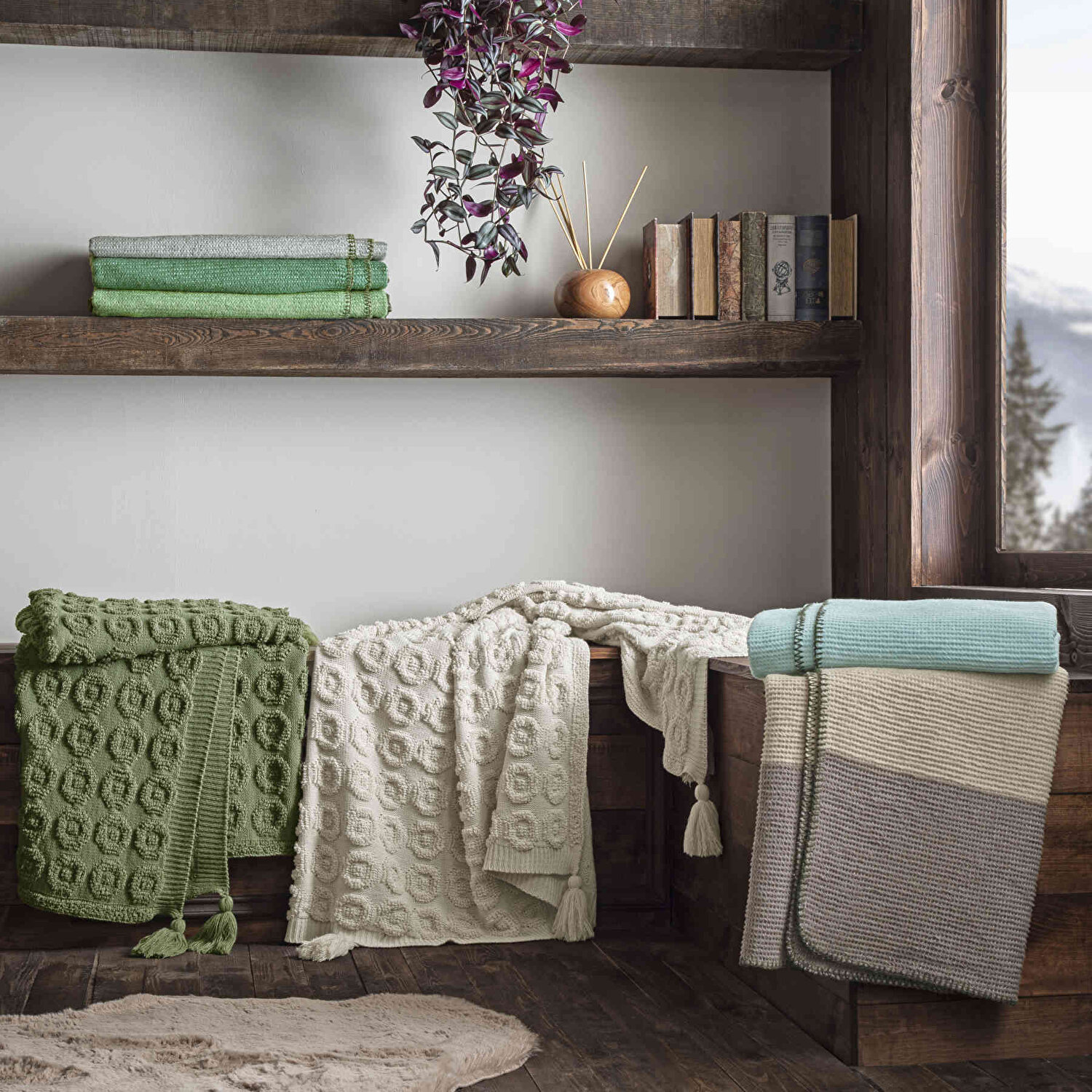 Taç Butik Patagonya Akrilik Throw Yeşil