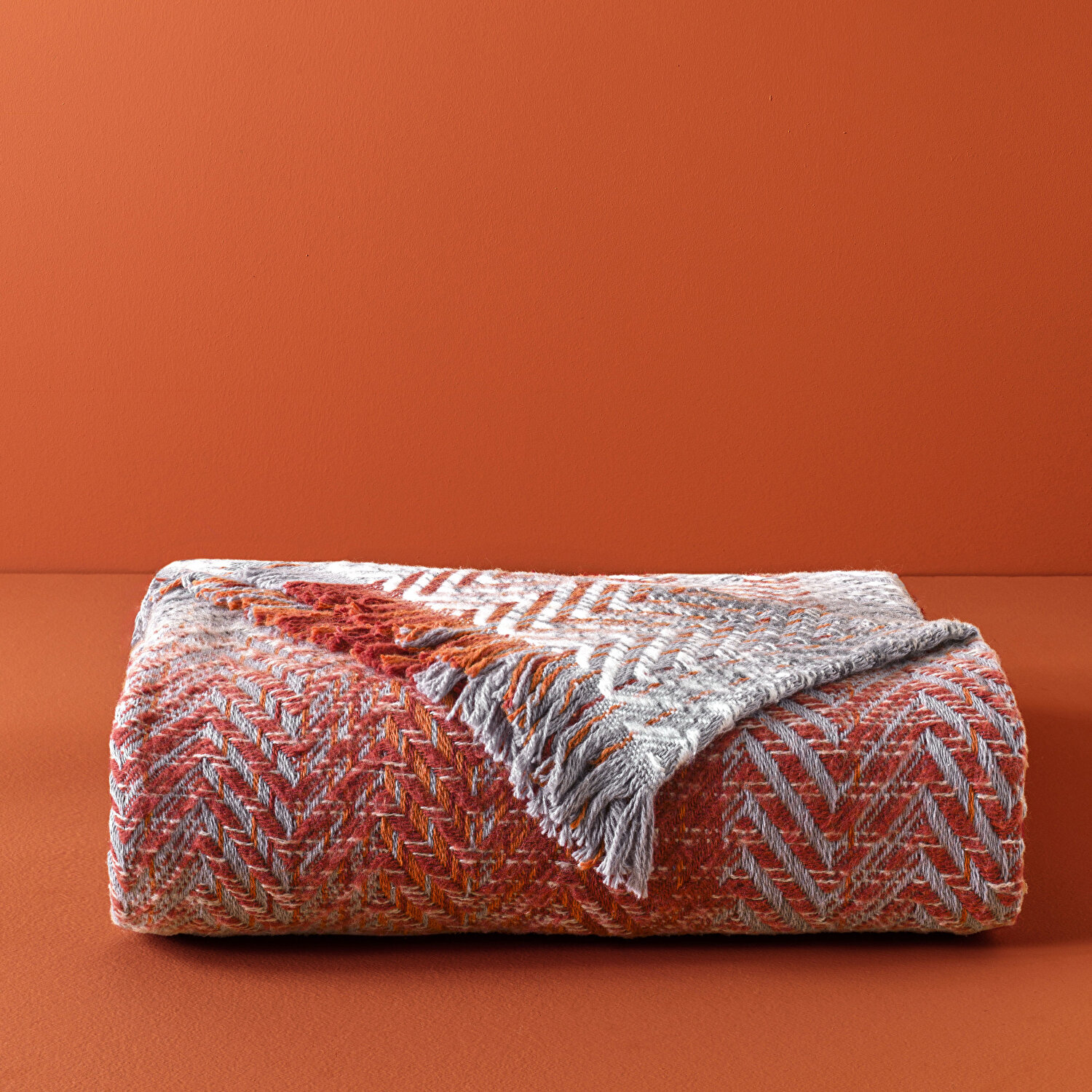 Taç Butik Brüj Pamuklu Tek Kişilik Battaniye Turuncu