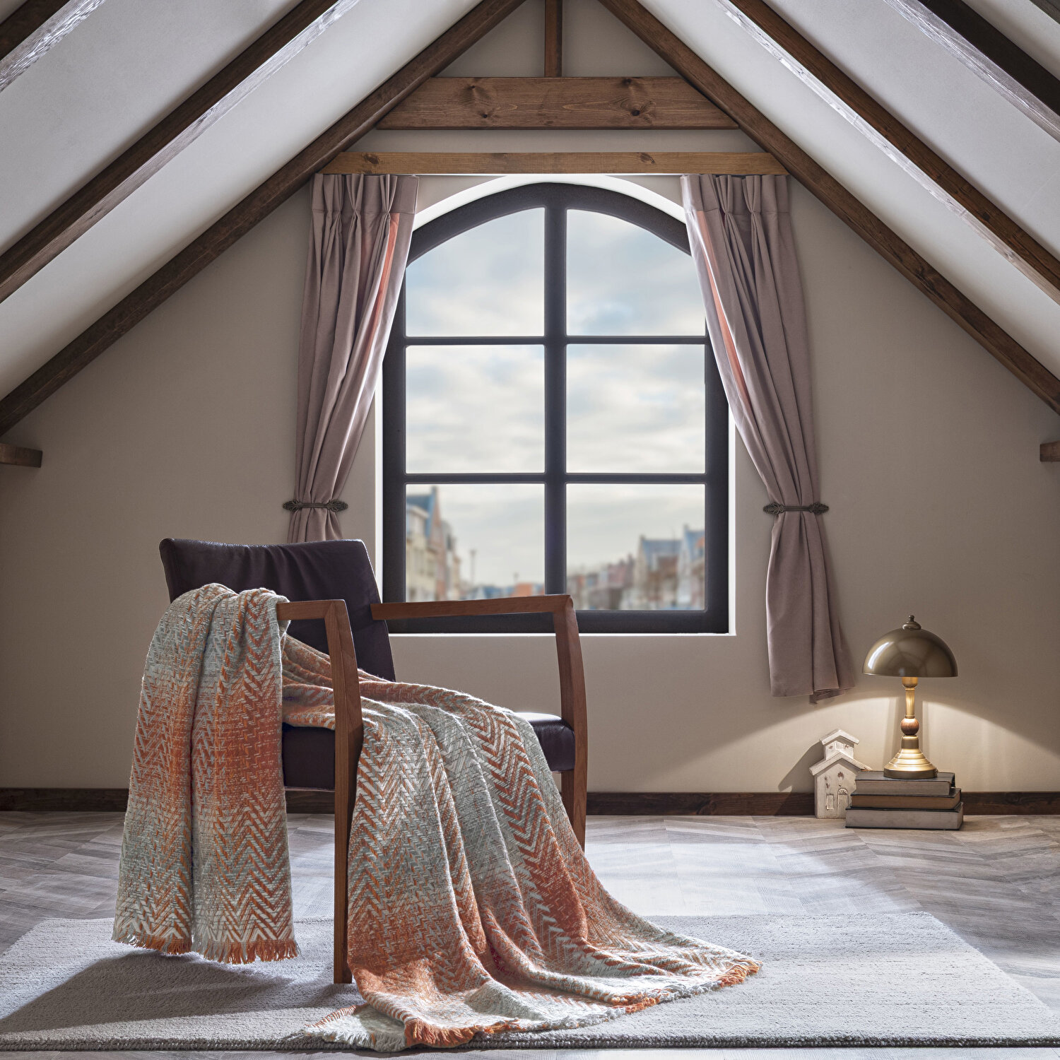 Taç Butik Brüj Pamuklu Tek Kişilik Battaniye Turuncu