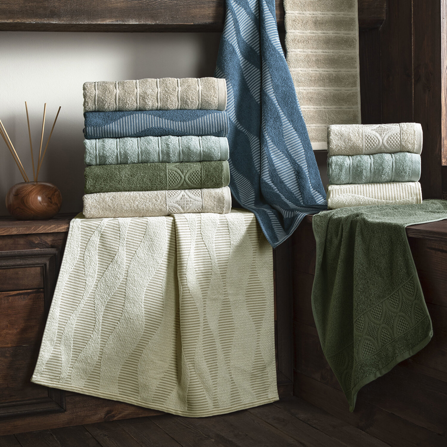 Taç Butik Patagonya Pamuk Banyo Havlusu Küf Yeşili 70x140