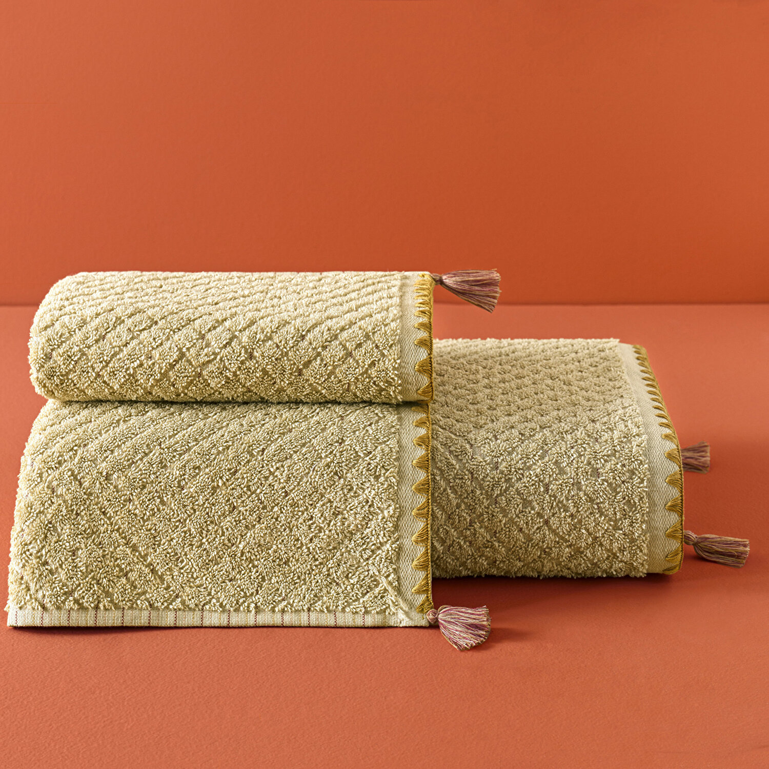 Taç Butik Brüj Pamuk Yüz Havlusu Ten Rengi 50x85