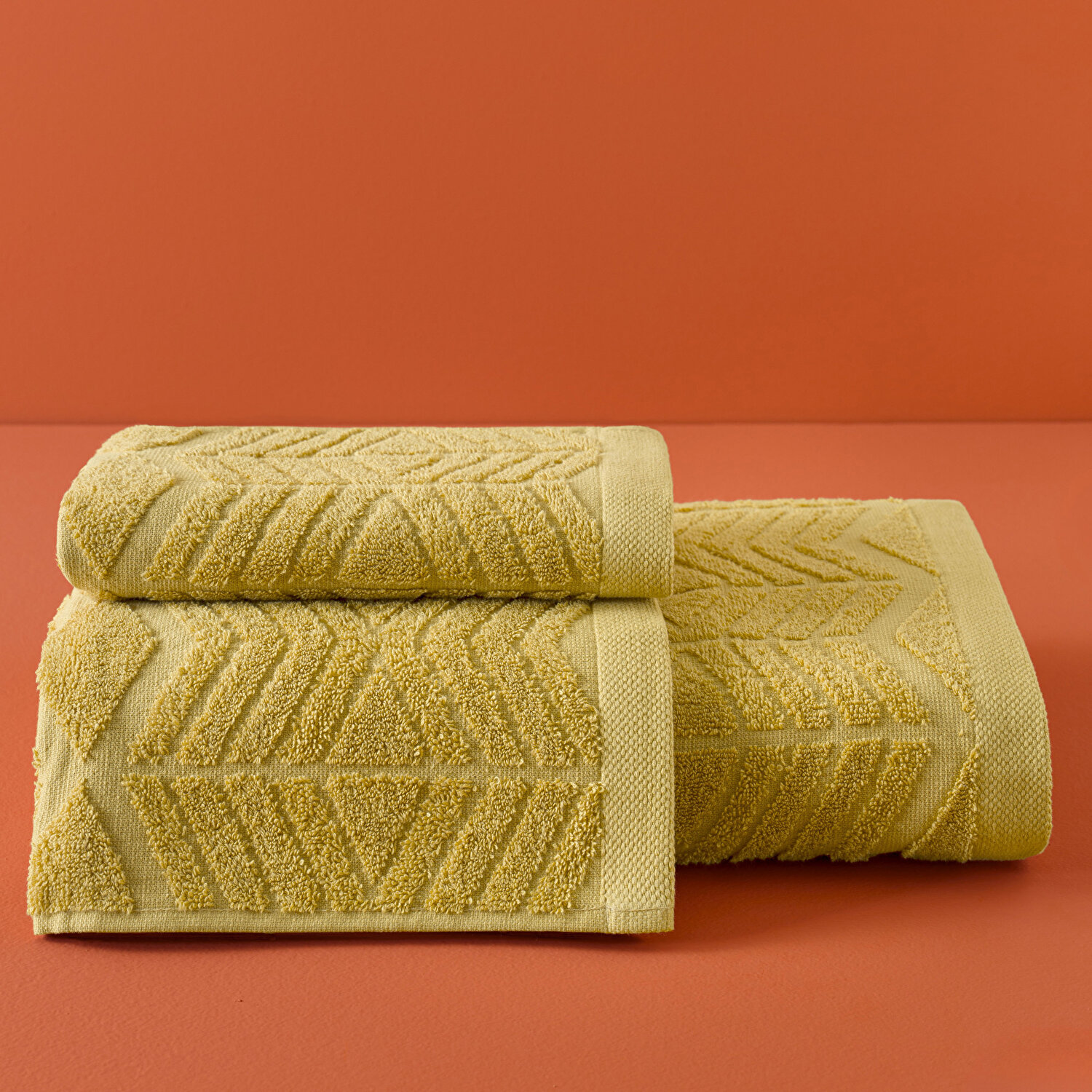 Taç Butik Brüj Pamuk Banyo Havlusu Hardal 70x140