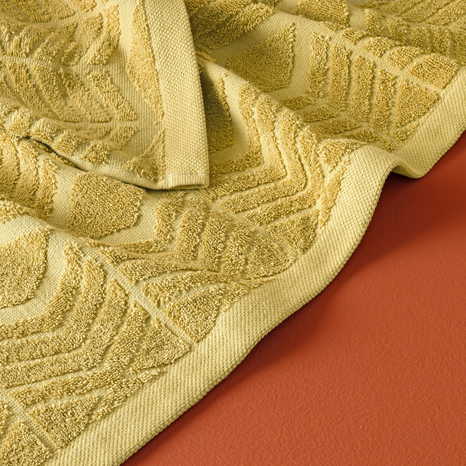 Taç Butik Brüj Pamuk Banyo Havlusu Hardal 70x140