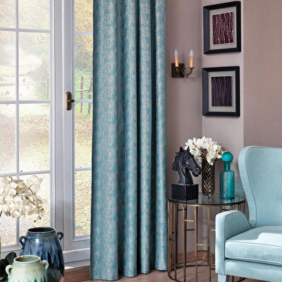 Taç Elsyum Hazır Fon Perde Mavi 170X270 cm