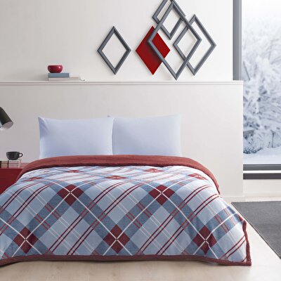 Taç Rialta Tek Kişilik Battaniyeli Çarşaf Seti Kırmızı